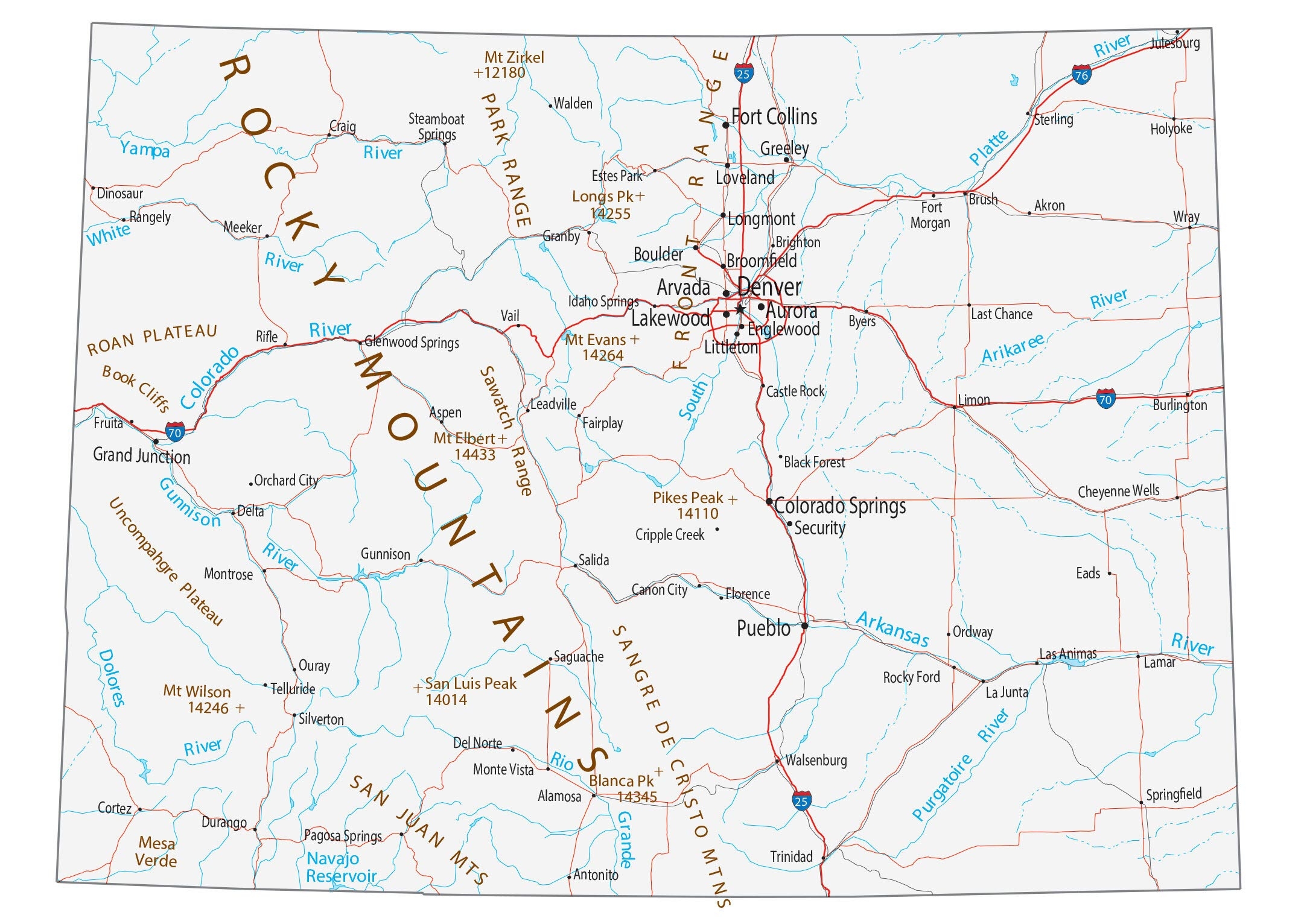 Printable Map Of Colorado