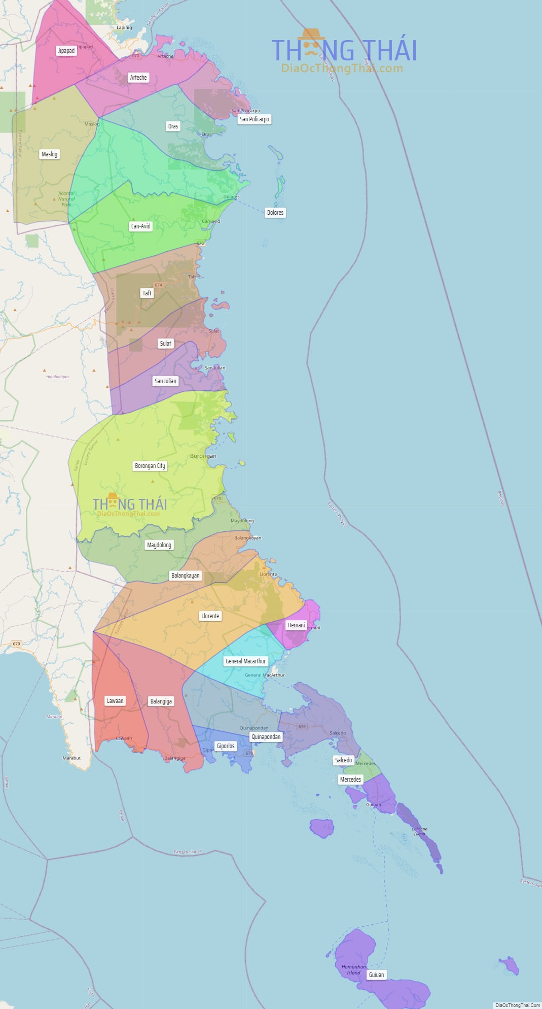 Map Of Eastern Samar Province Thong Thai Real