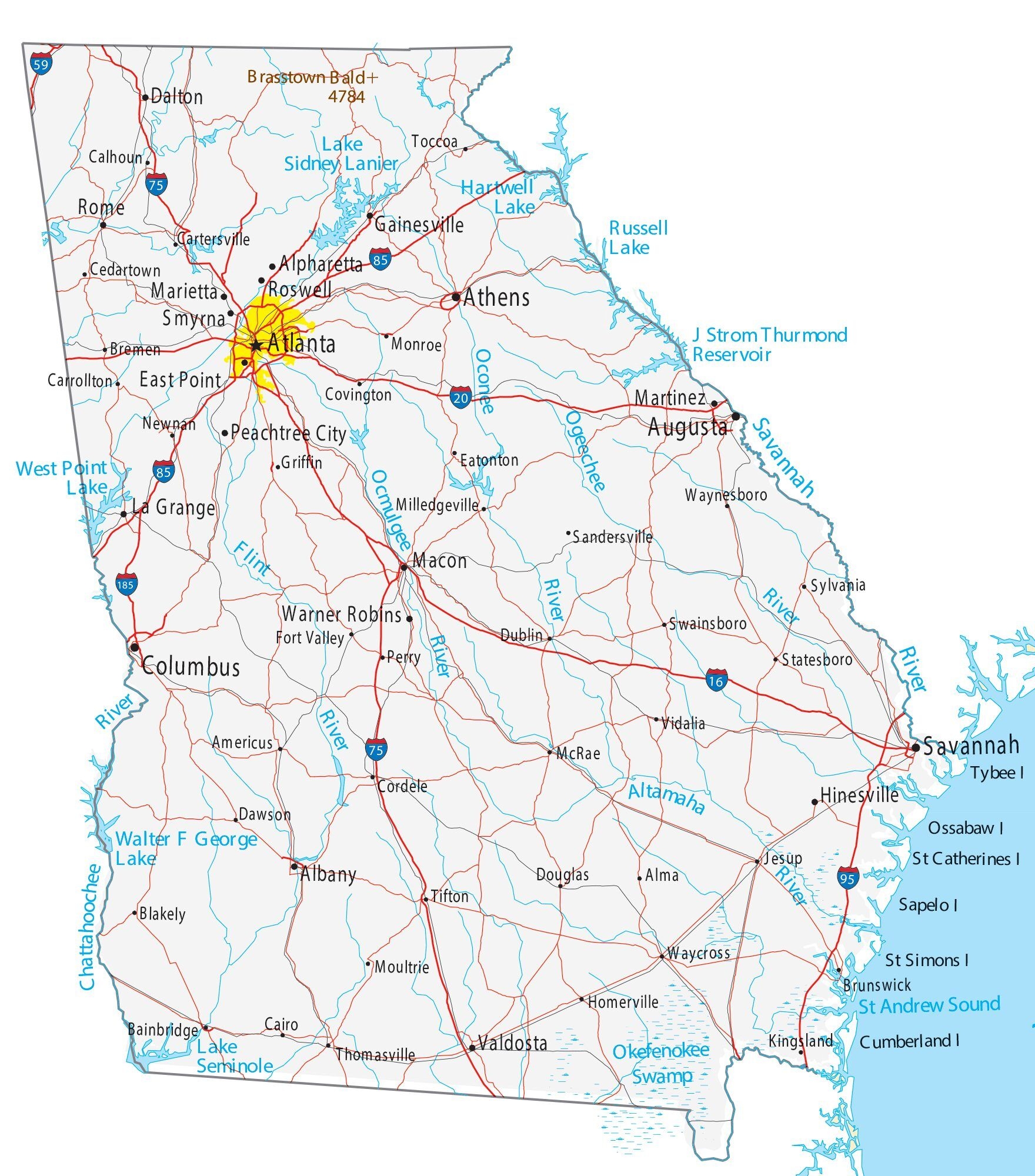 Georgia State Map Printable