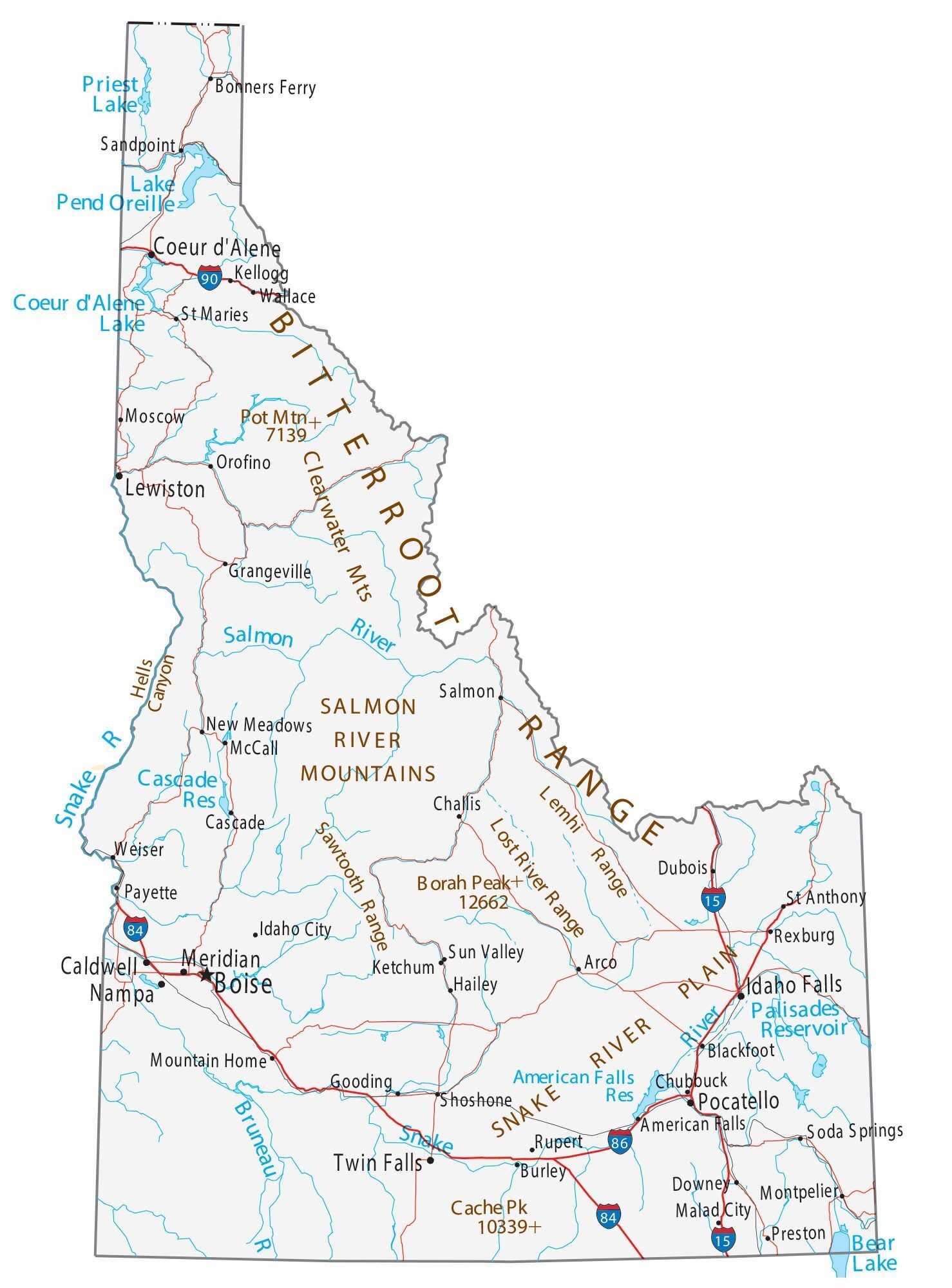 Printable Map Of Idaho