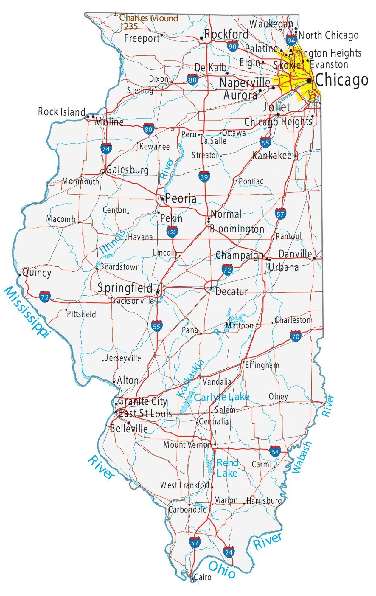 Printable Map Of Illinois