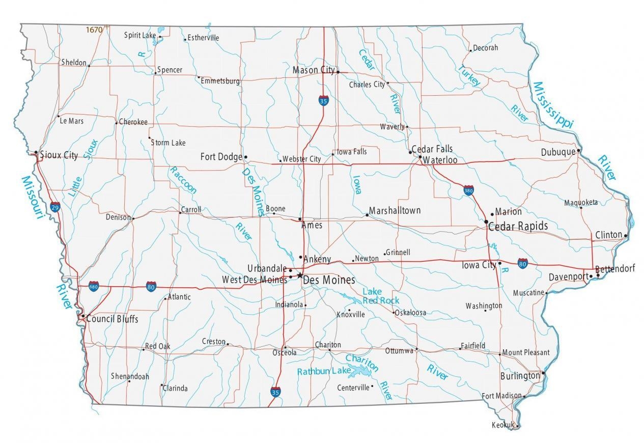 Printable Map Of Iowa