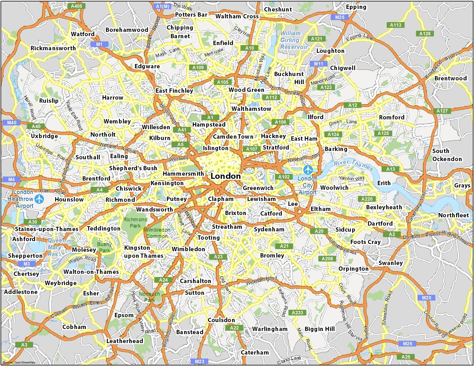 Printable Map Of London England