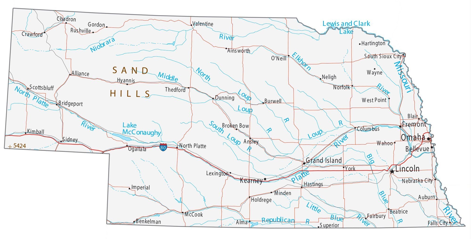 Printable Map Of Nebraska