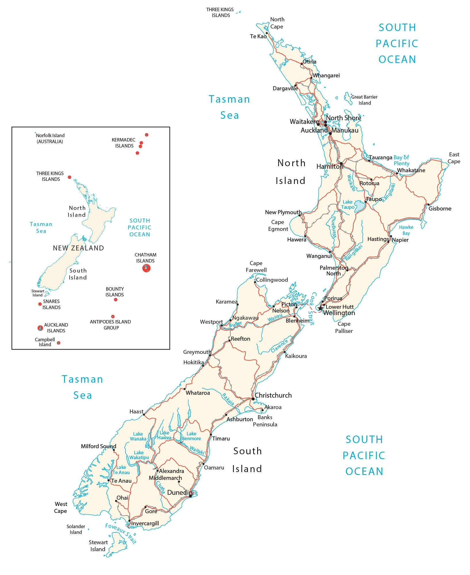 Map Of New Zealand Printable