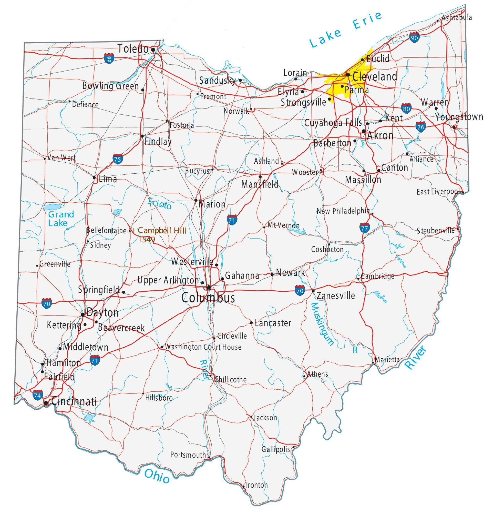 Printable Map Of Ohio