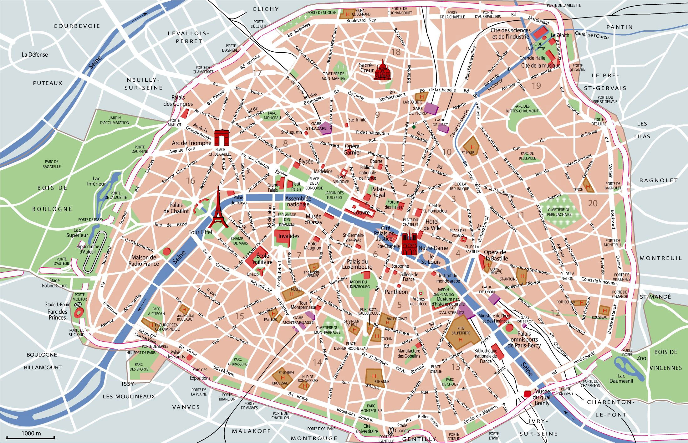 Printable Paris Map
