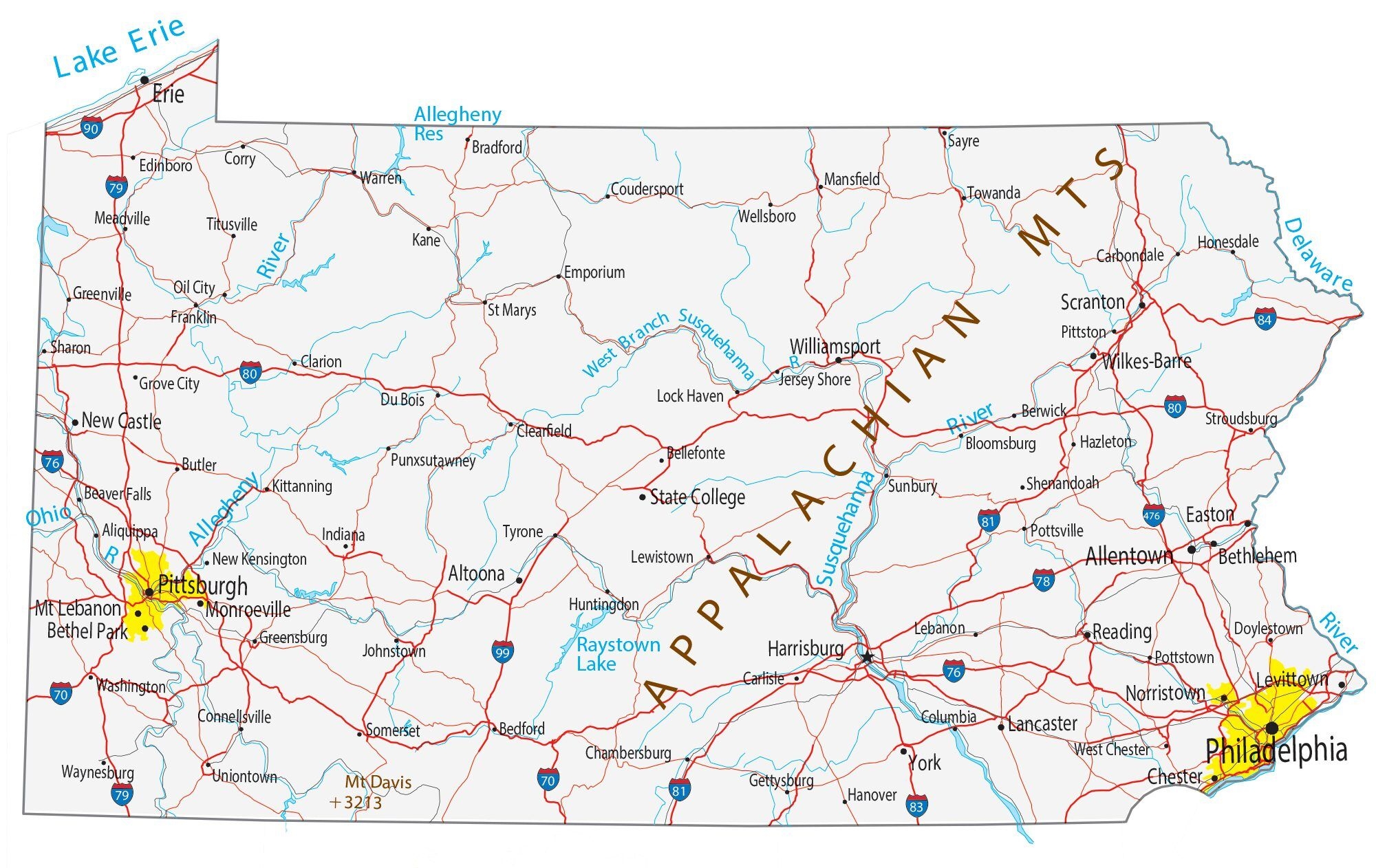 Printable Pennsylvania Map