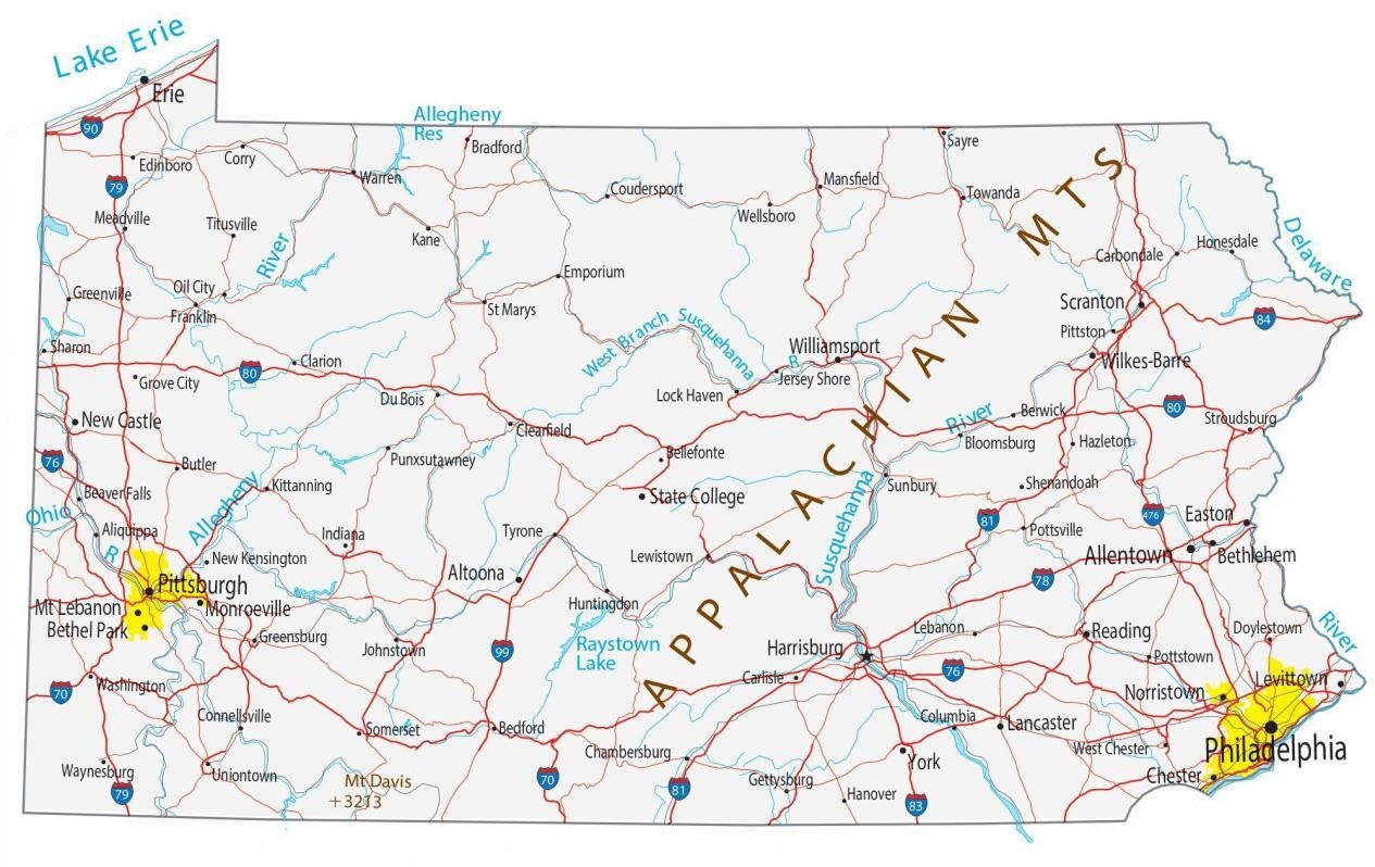 Map Of Pennsylvania Printable