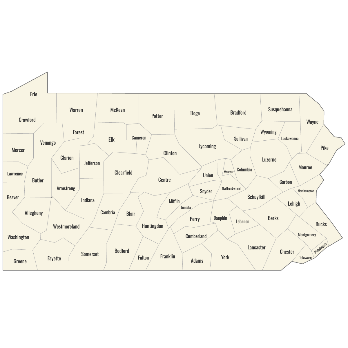 Map Of Pennsylvania Counties Ultimaps