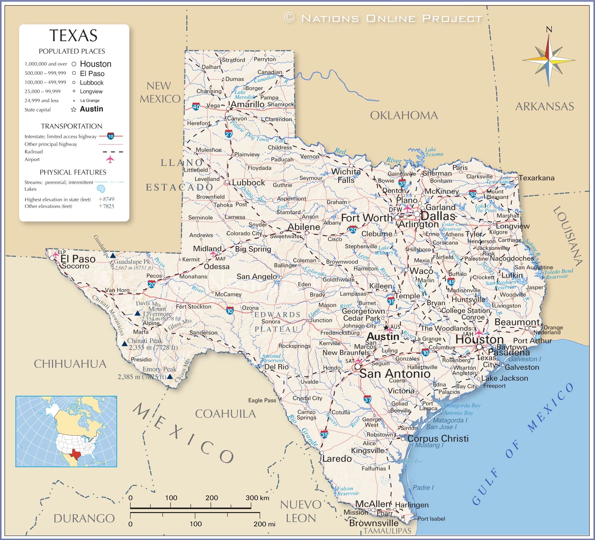 state of texas map printable