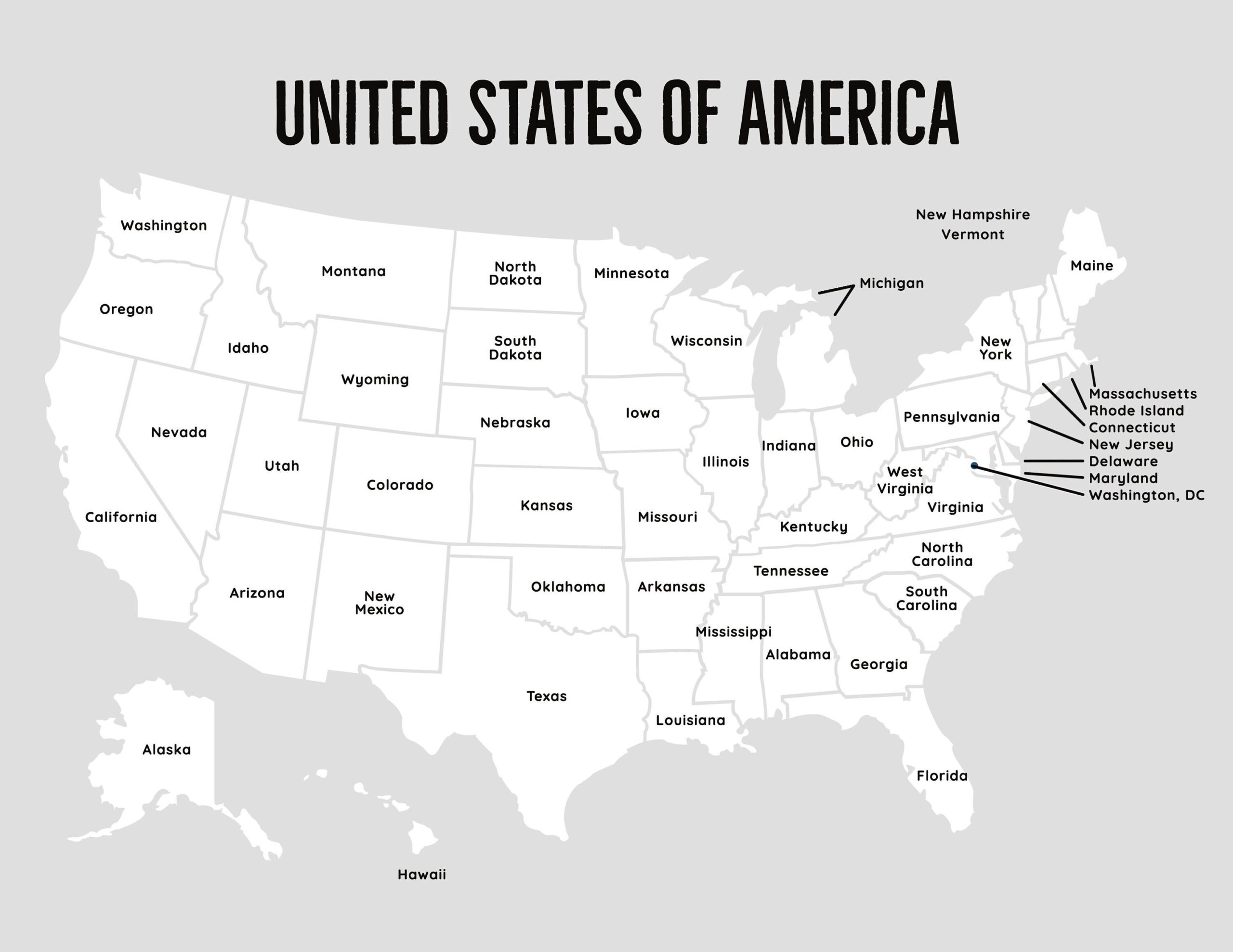 Map Of USA Map With States Black And White USA Map With 50 States Etsy Map Of USA Map With States Black And White USA Map With 50 States Etsy