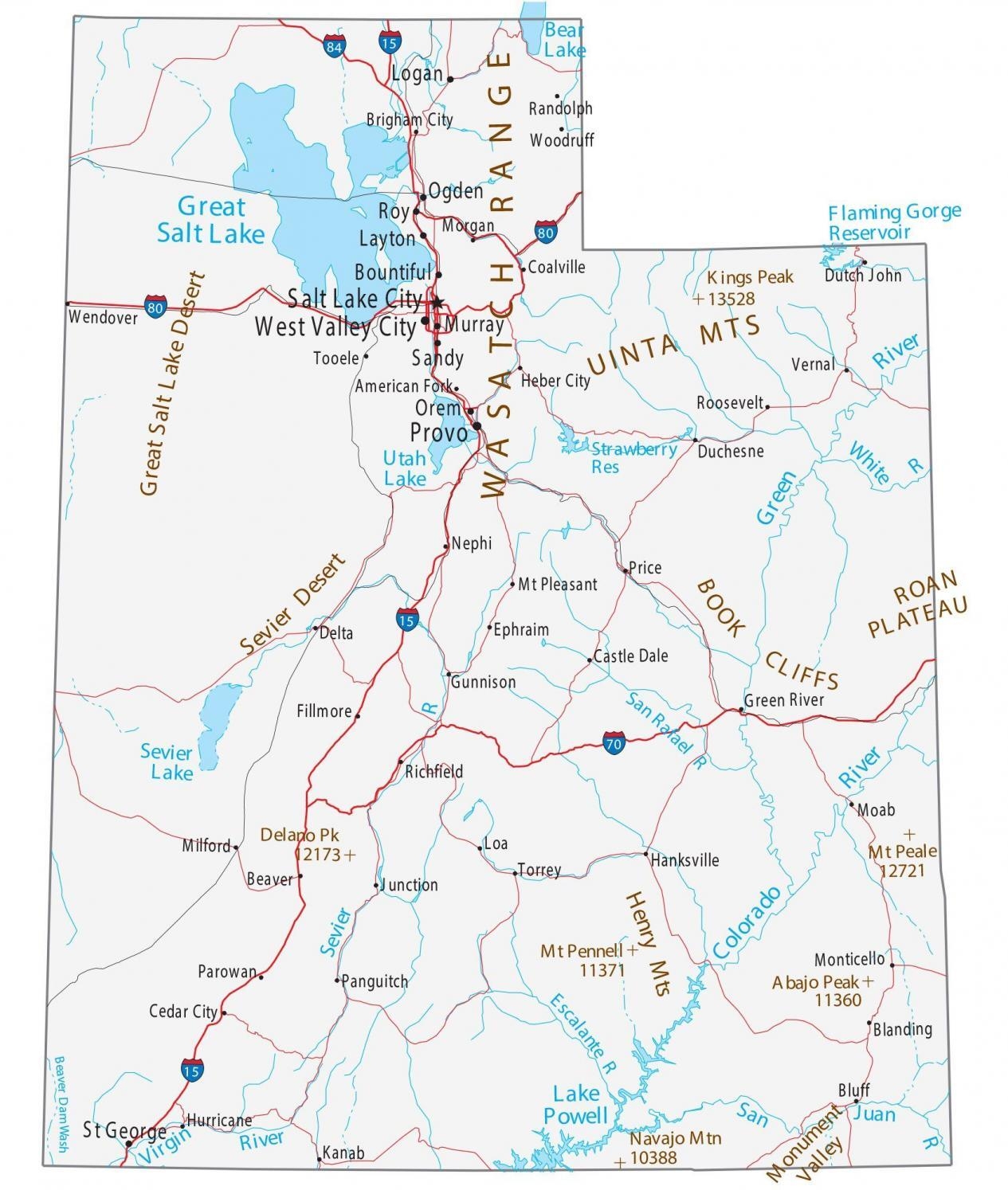 Printable Map Of Utah