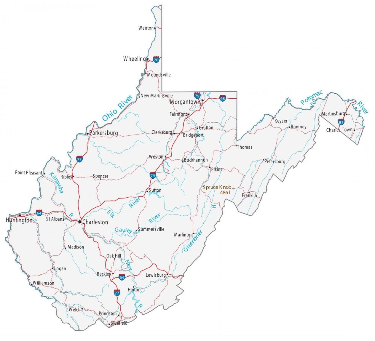 West Virginia Printable Map