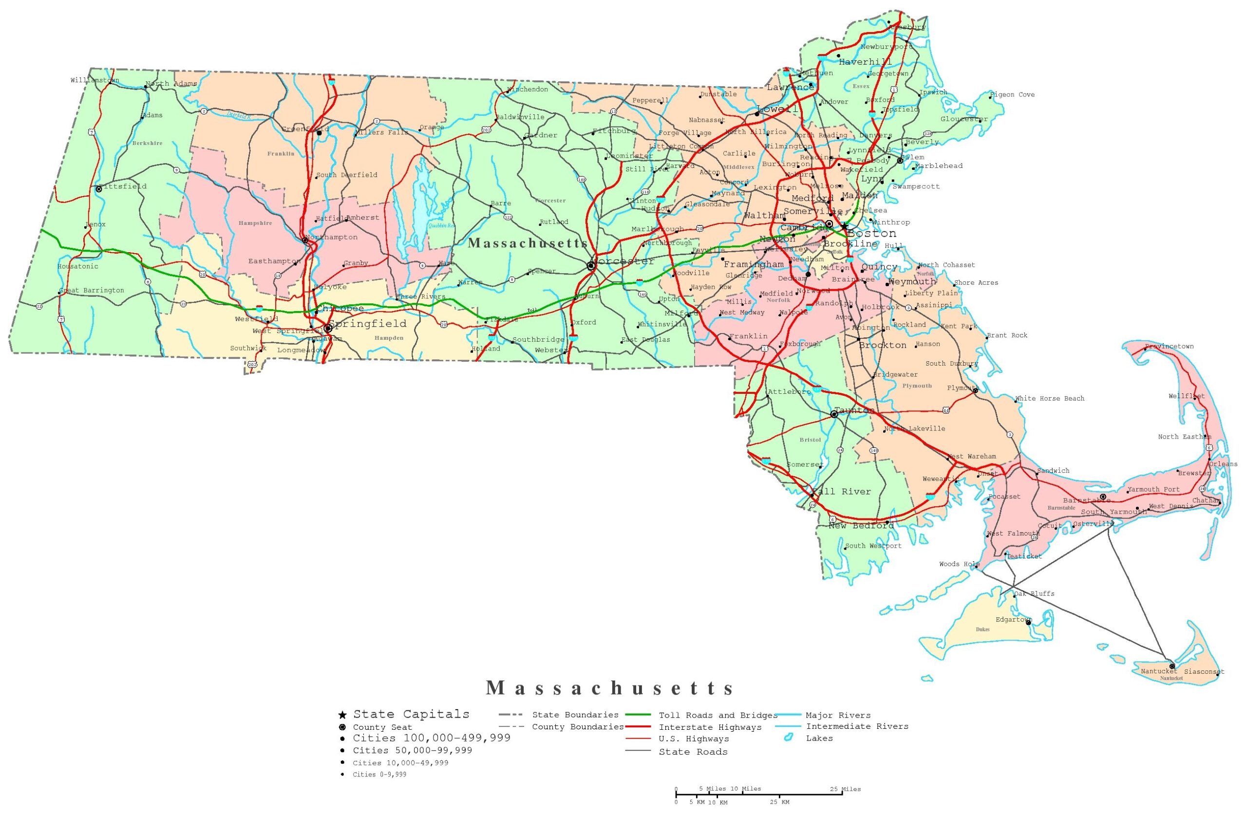 Printable Map Of Massachusetts