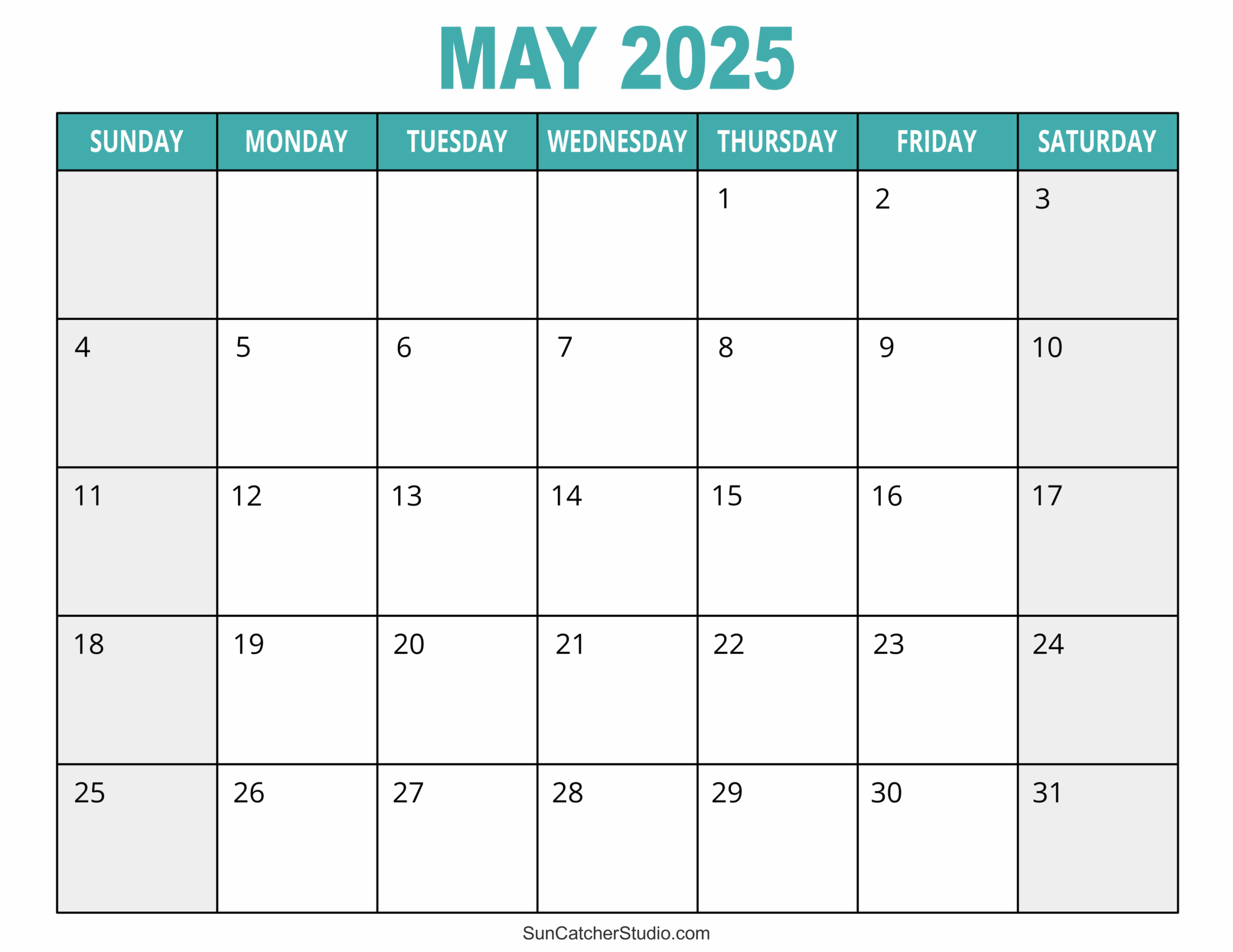 2025 Calendar Printable By Month