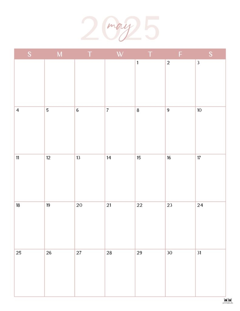 May 2025 Calendars 107 FREE Printables Printabulls