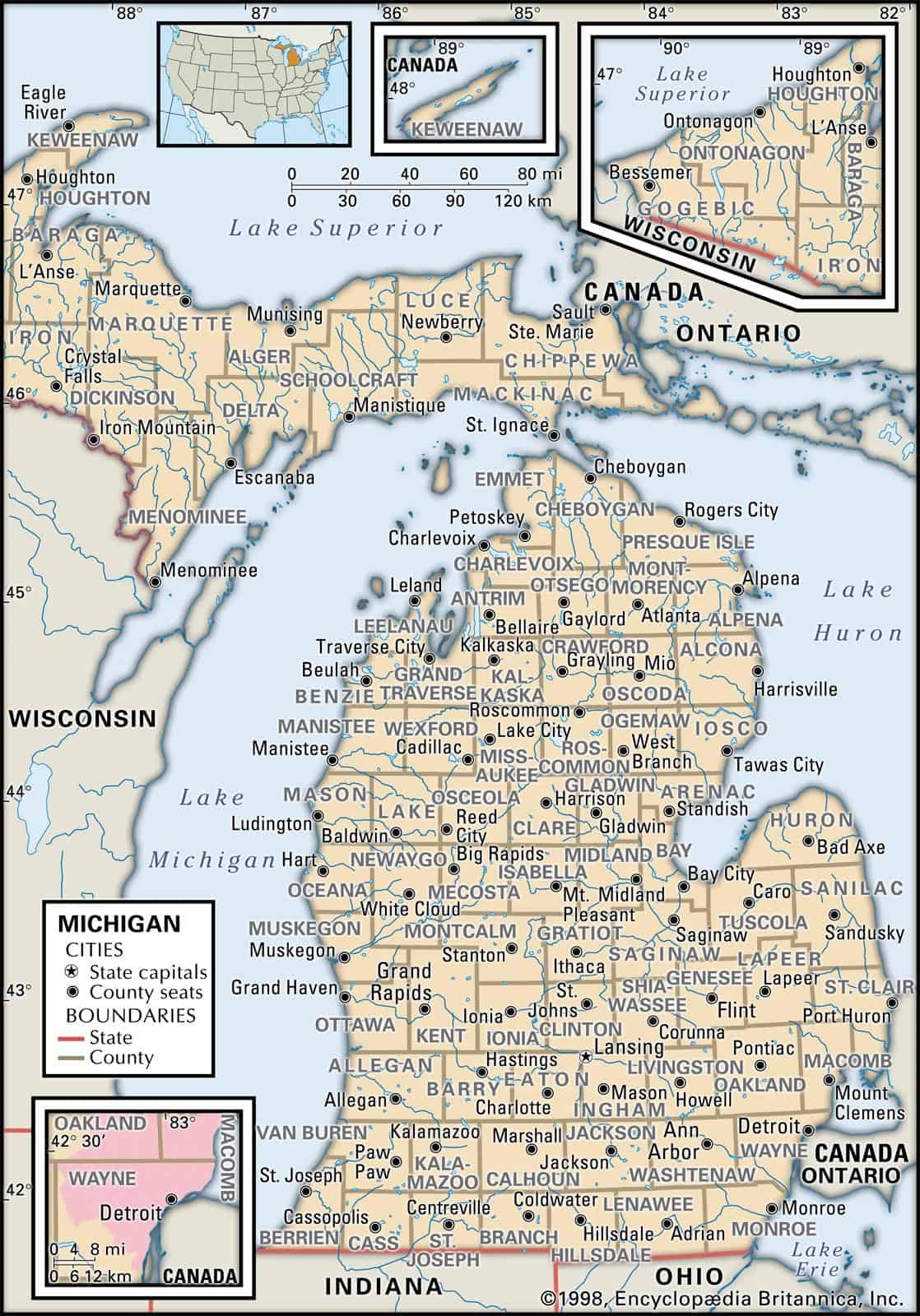 printable map of michigan
