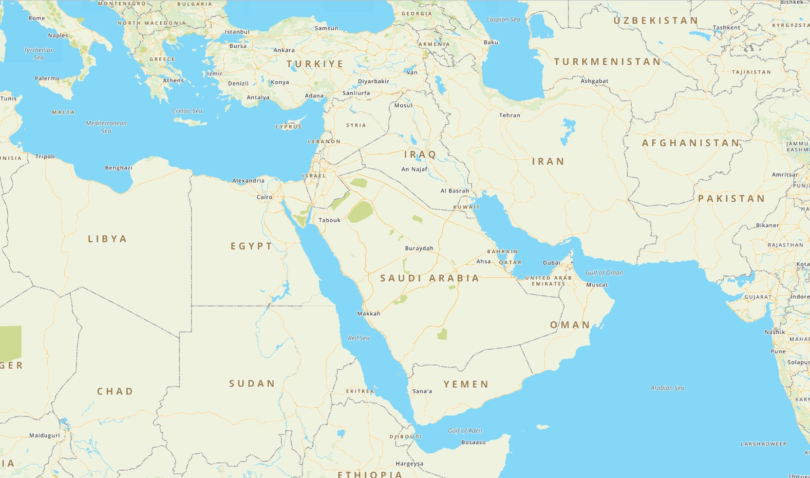 printable middle east map