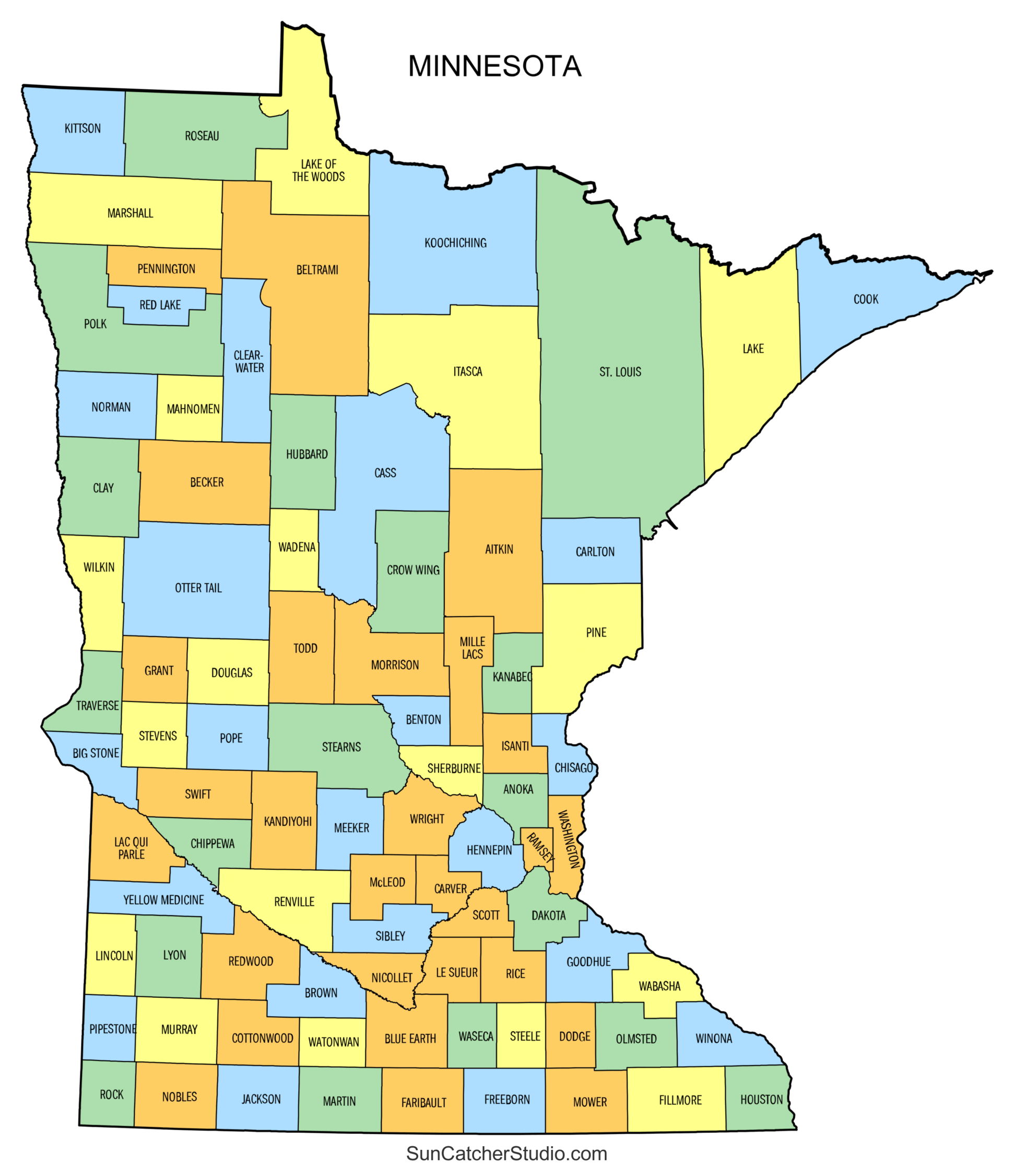 Minnesota County Map Printable State Map With County Lines Free Printables Monograms Design Tools Patterns DIY Projects
