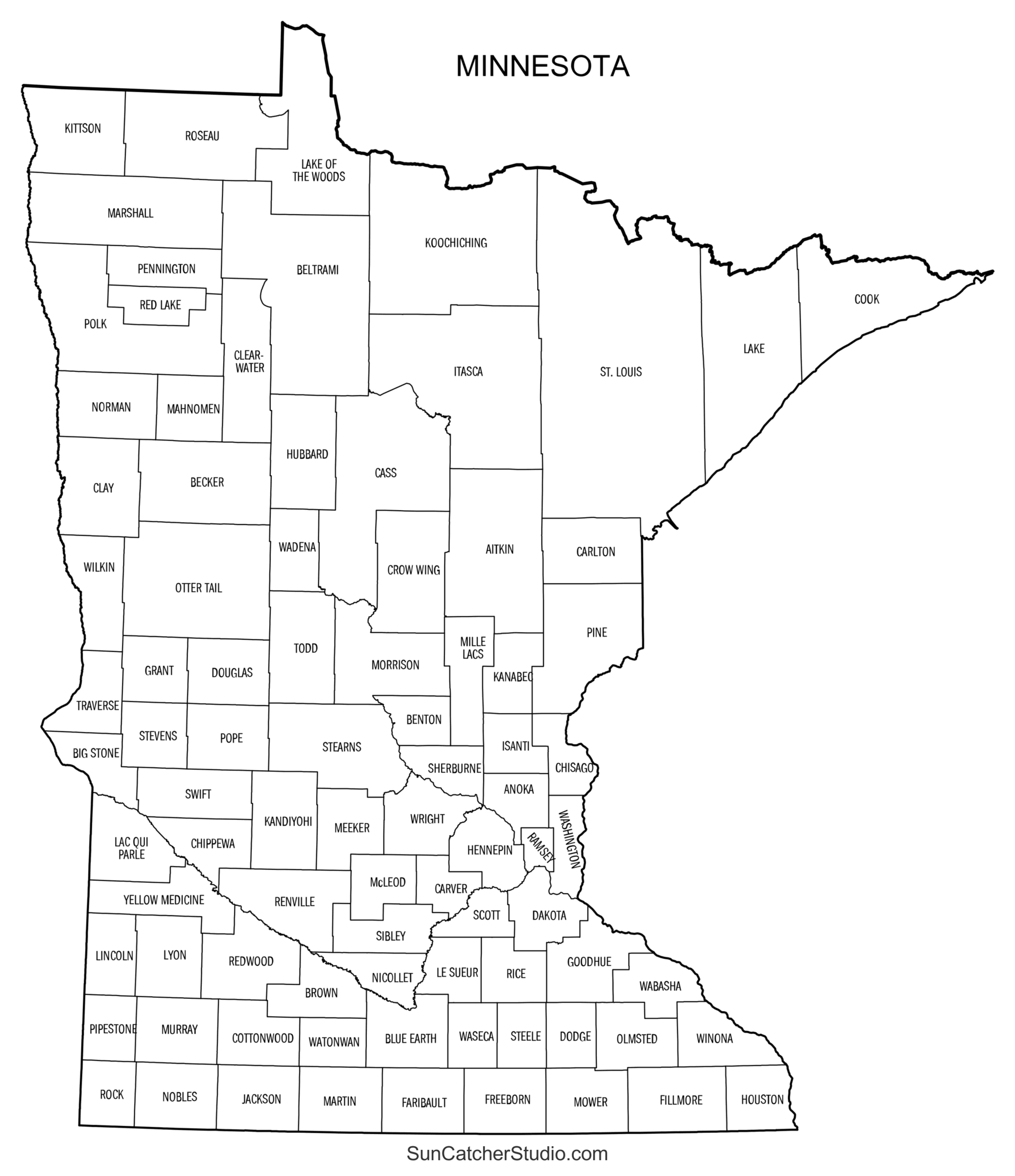 Minnesota County Map Printable