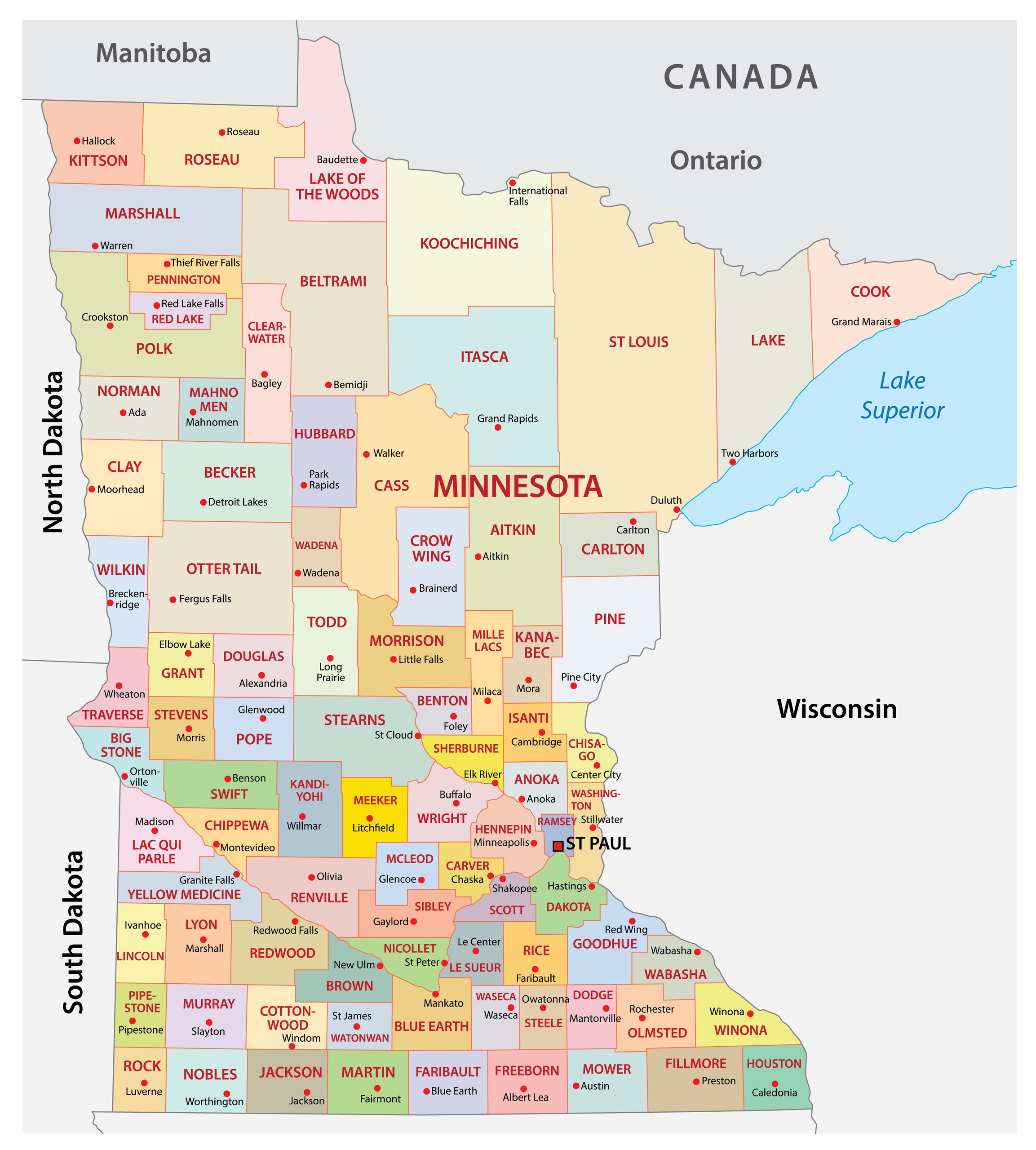 printable map of minnesota