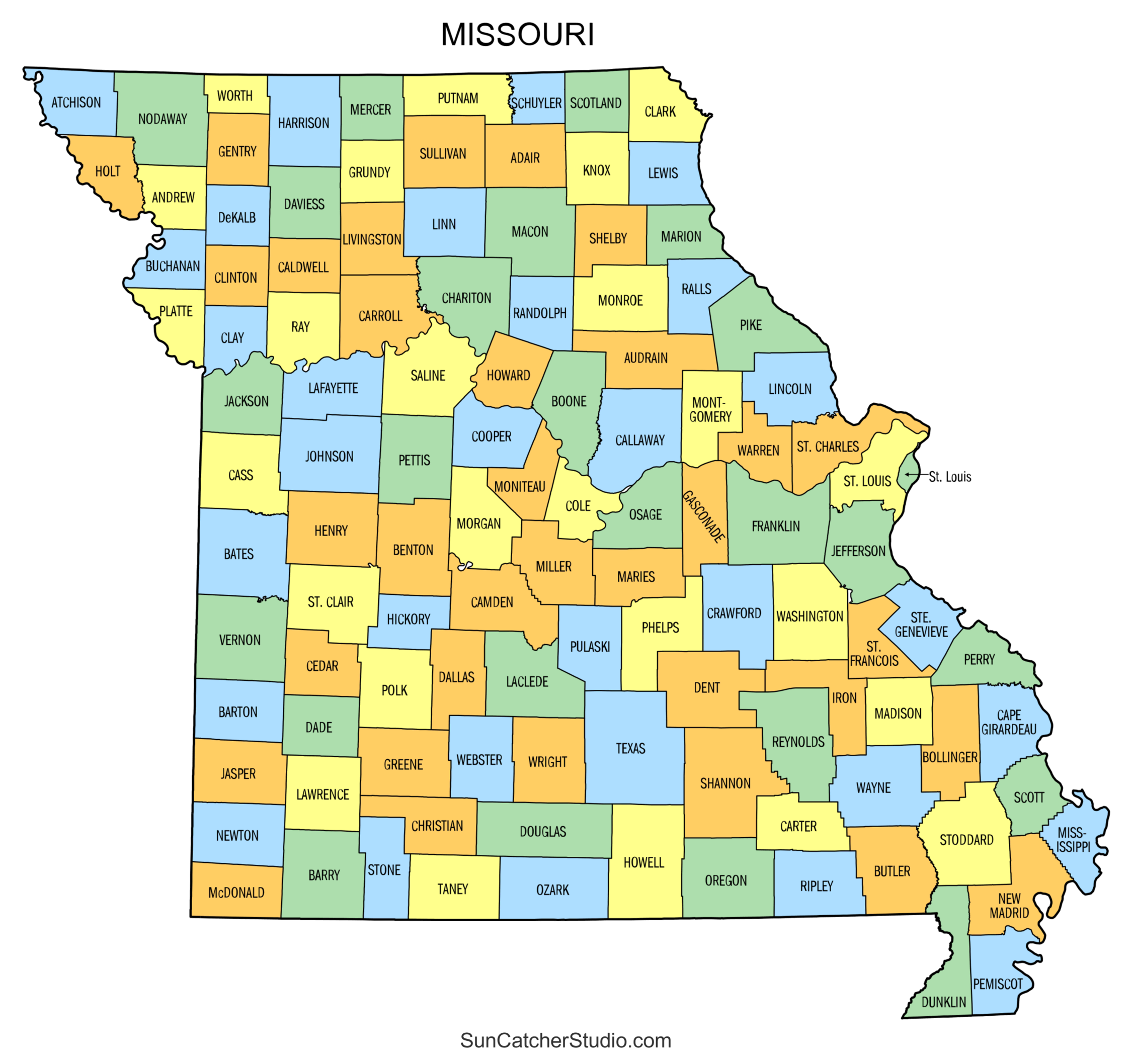 Missouri County Map Printable State Map With County Lines Free Printables Monograms Design Tools Patterns DIY Projects