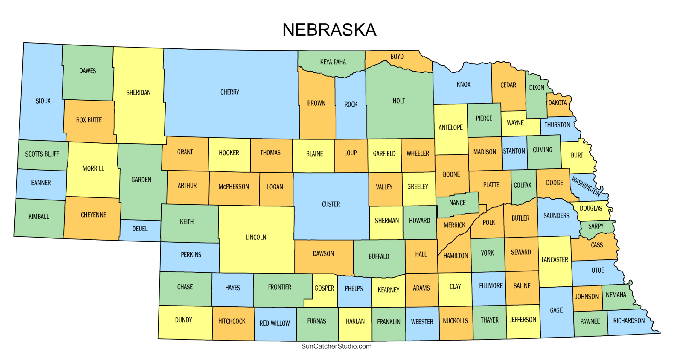Nebraska County Map Printable