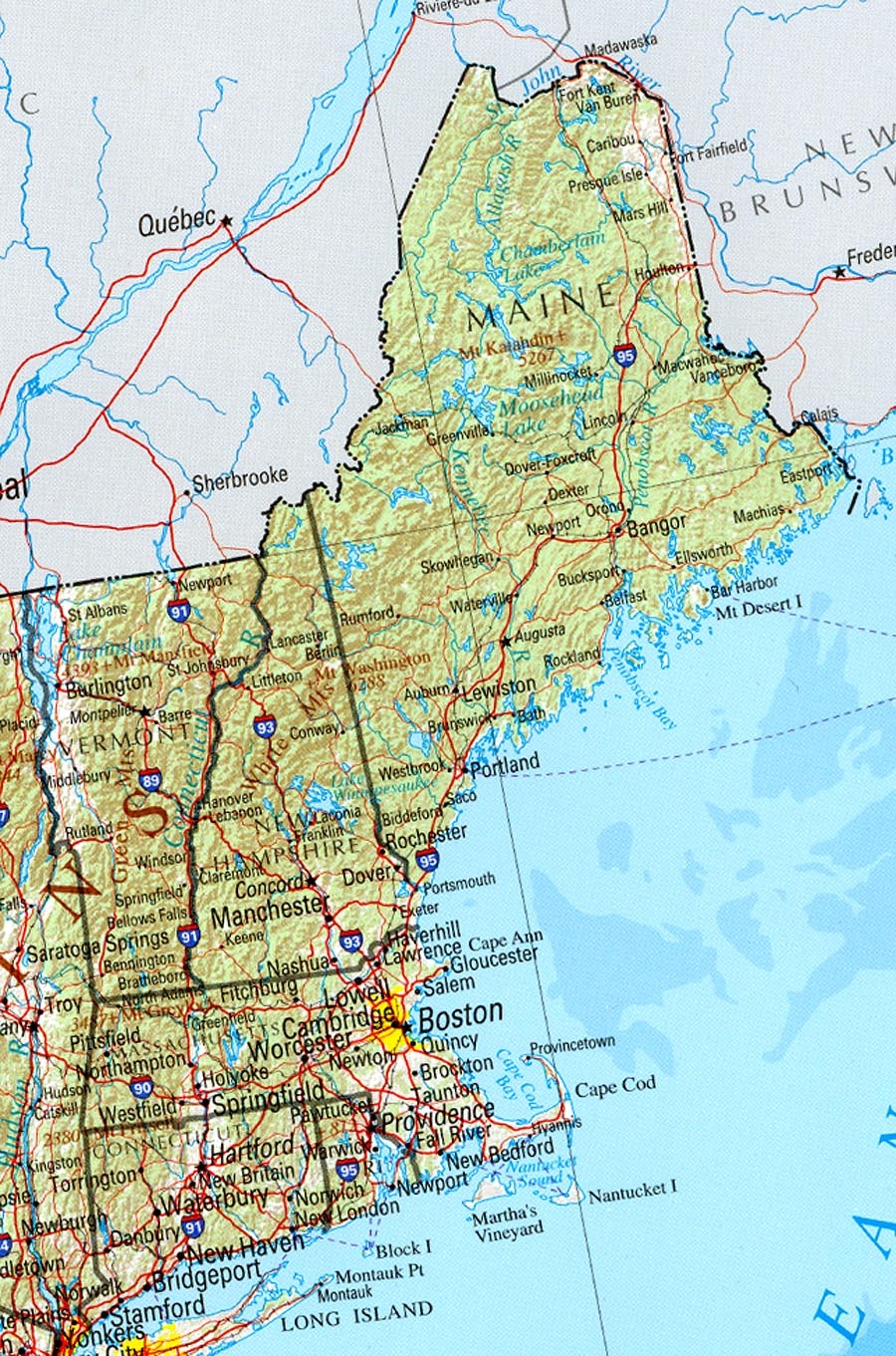 Printable New England Map