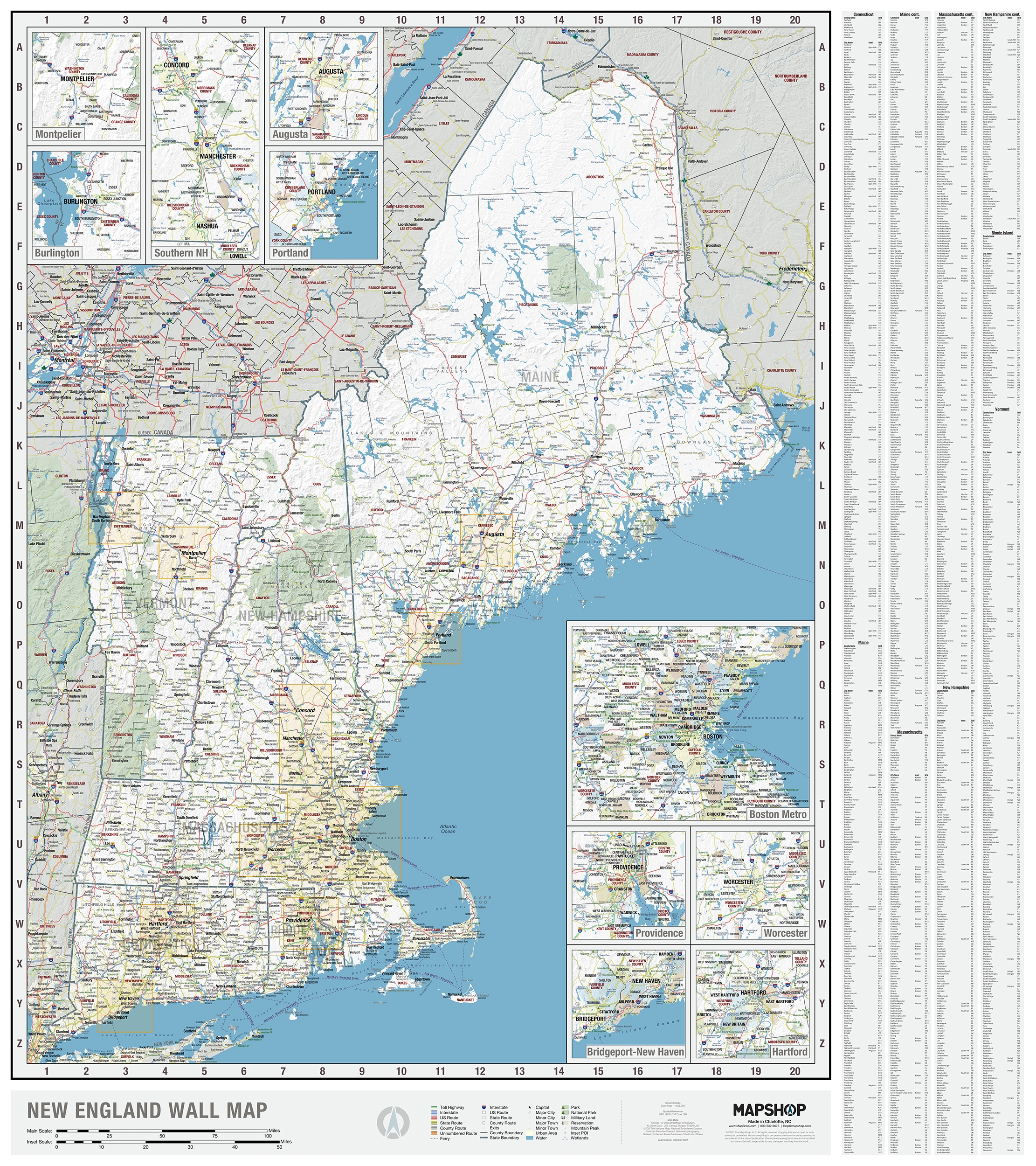 New England Regional Wall Map By MapShop The Map Shop