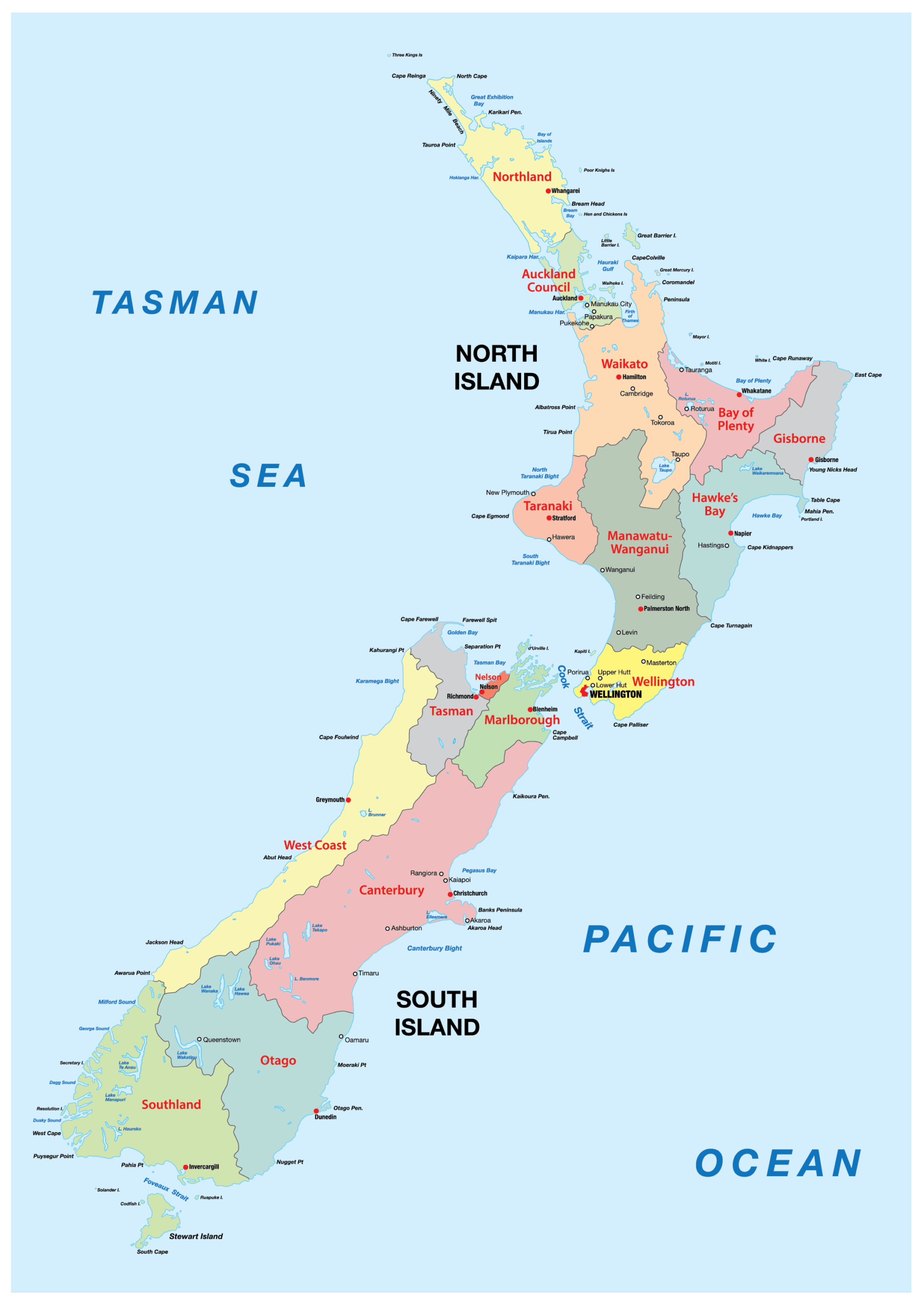 map of new zealand printable