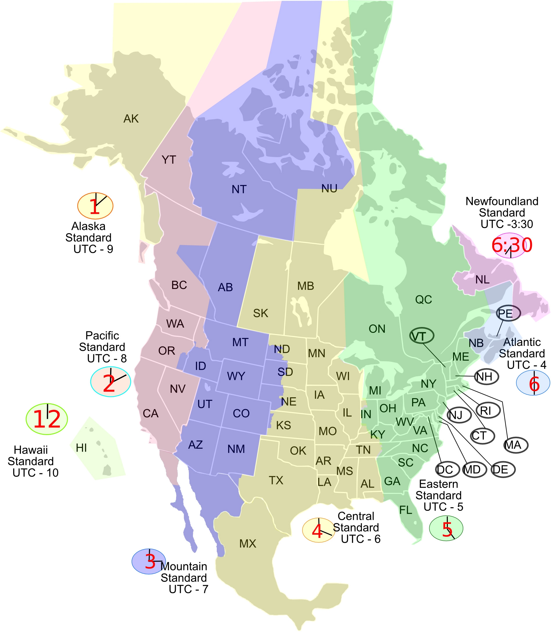 map of time zones usa printable