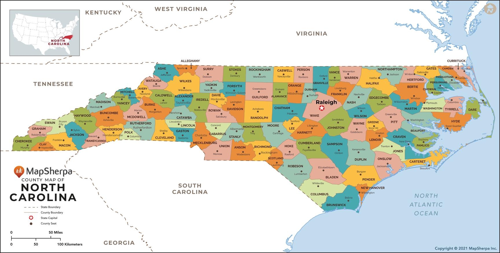 printable north carolina map