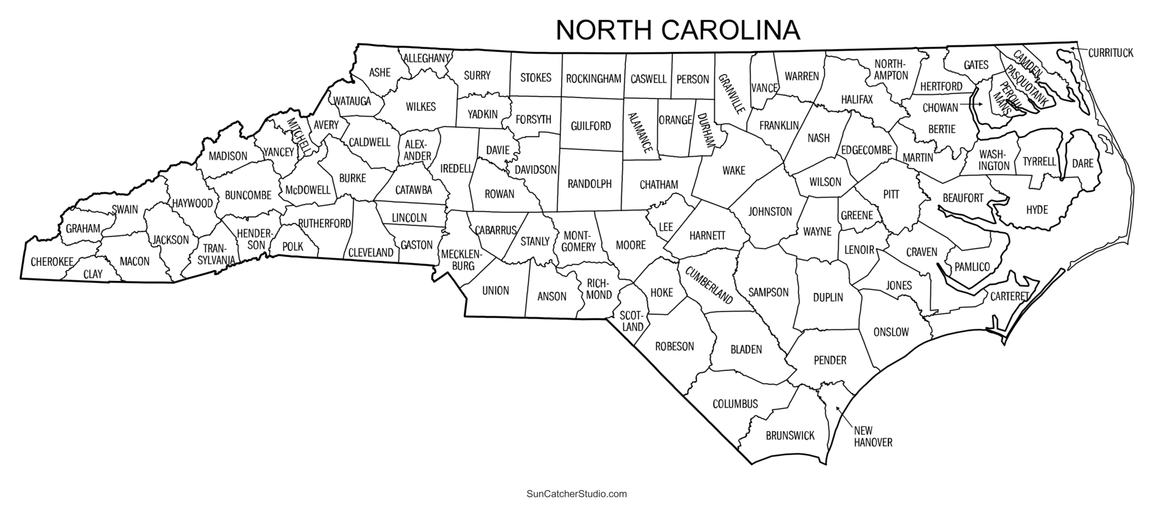 North Carolina County Map Printable State Map With County Lines Free Printables Monograms Design Tools Patterns DIY Projects