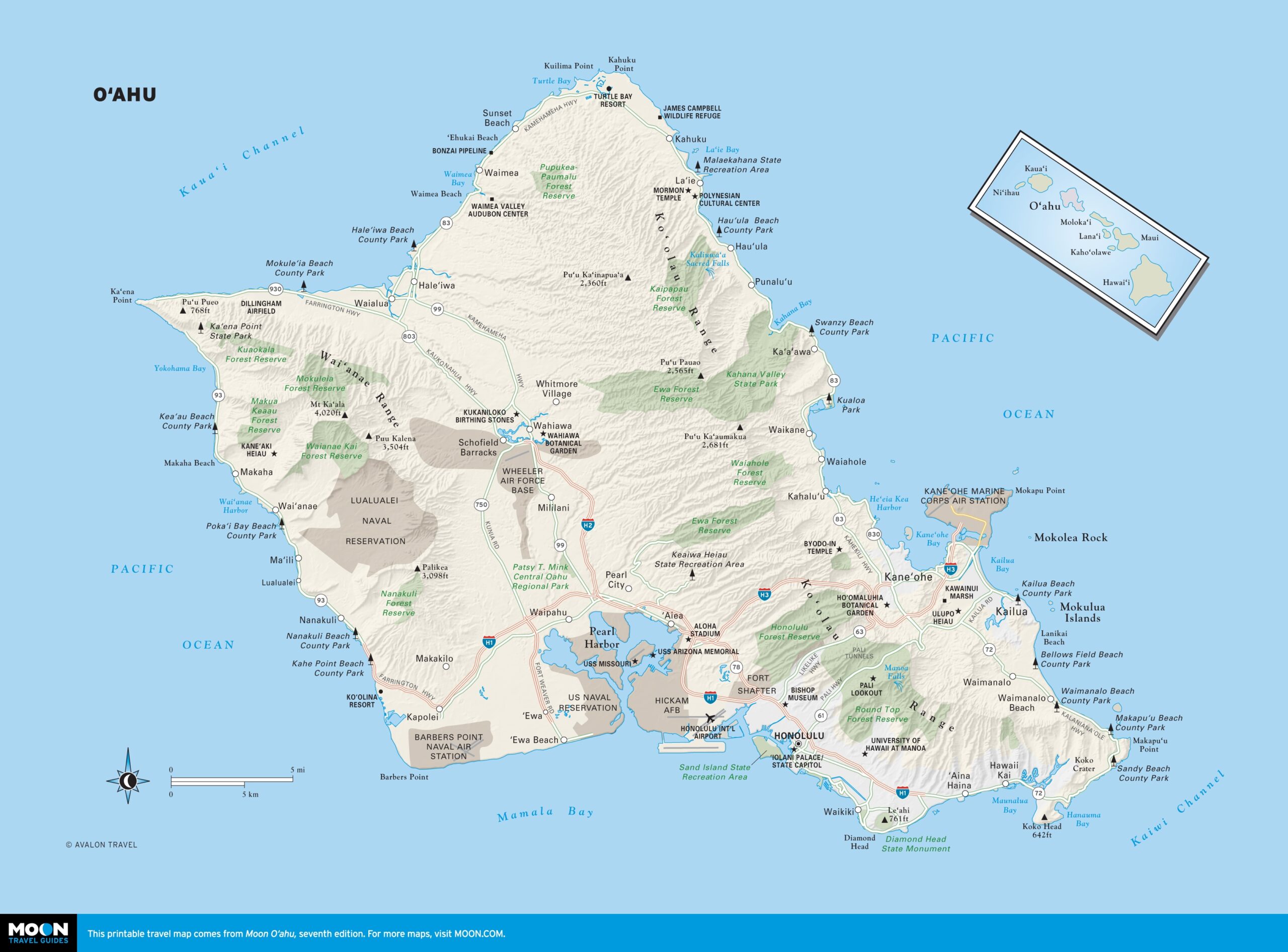 Printable Tourist Map Of Oahu
