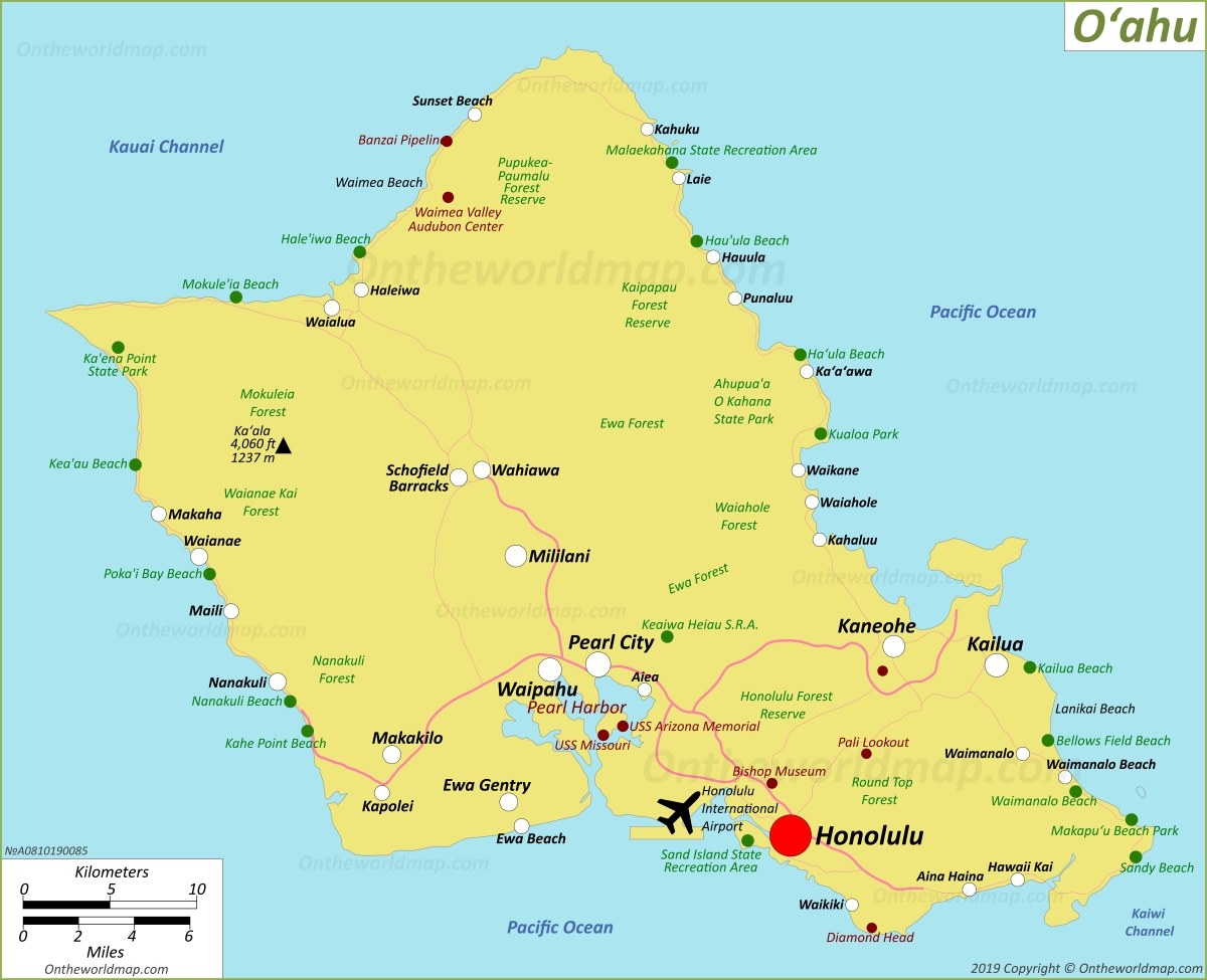 map of oahu printable