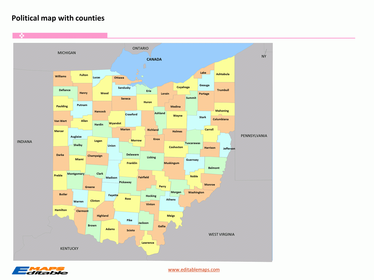 ohio county map printable