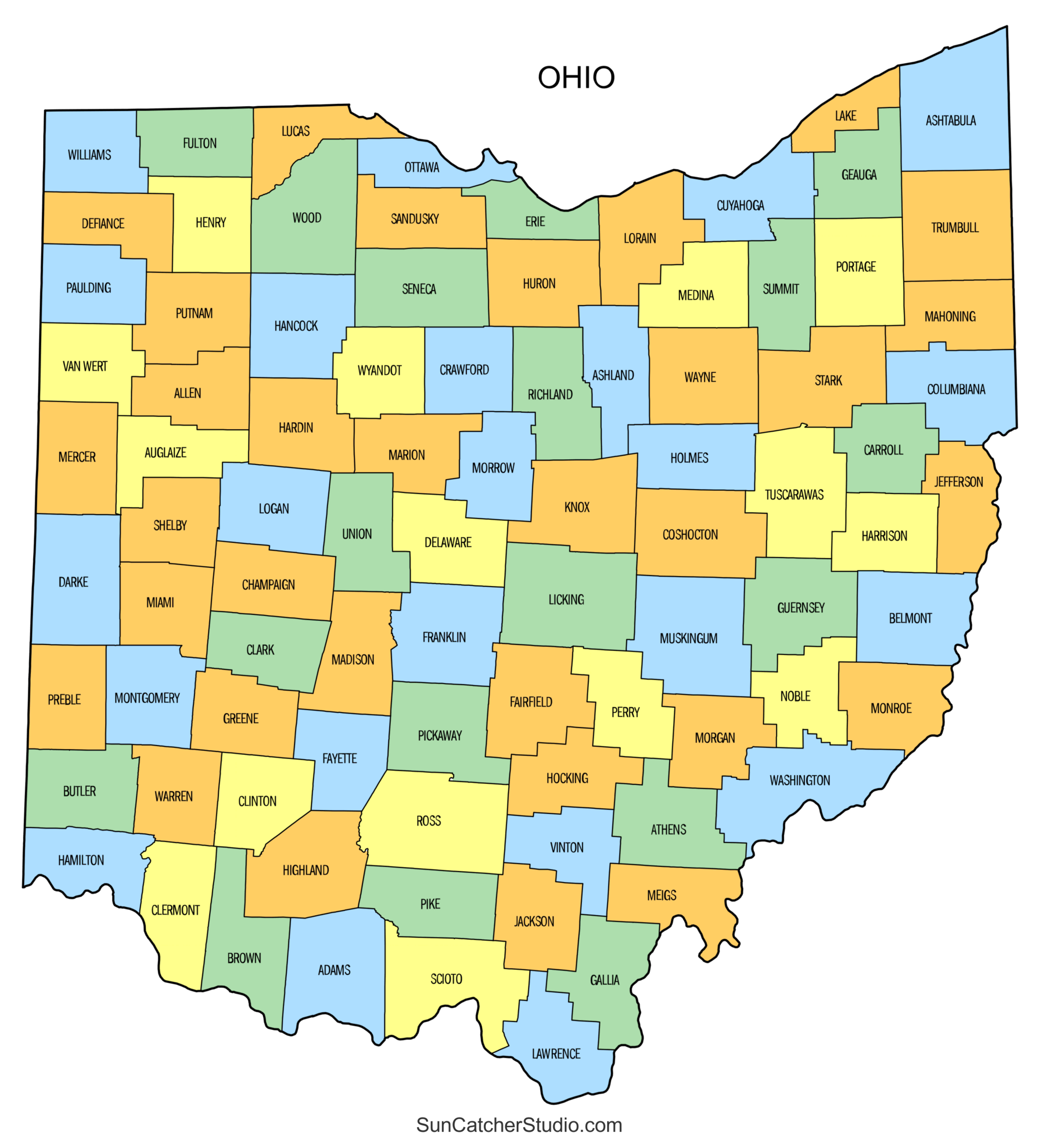 Printable Ohio County Map