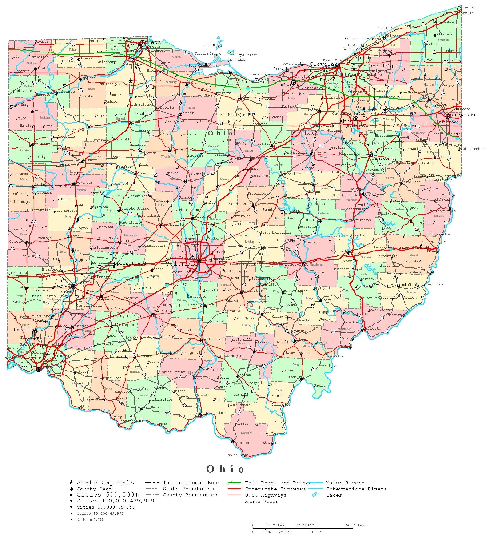Ohio Printable Map Ohio Printable Map