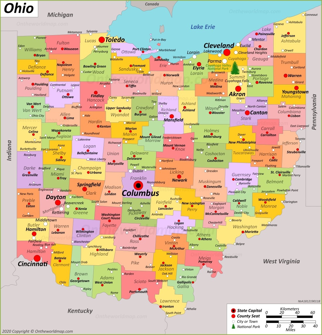 printable ohio map