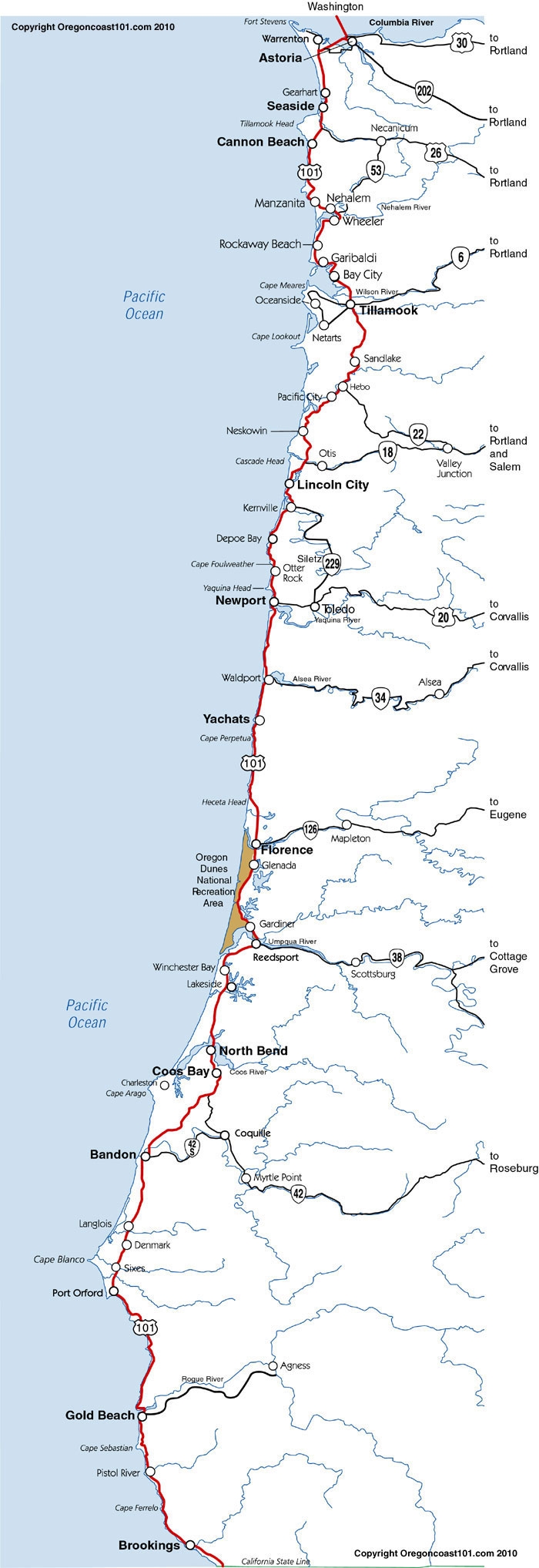 Oregon Coast Map Printable