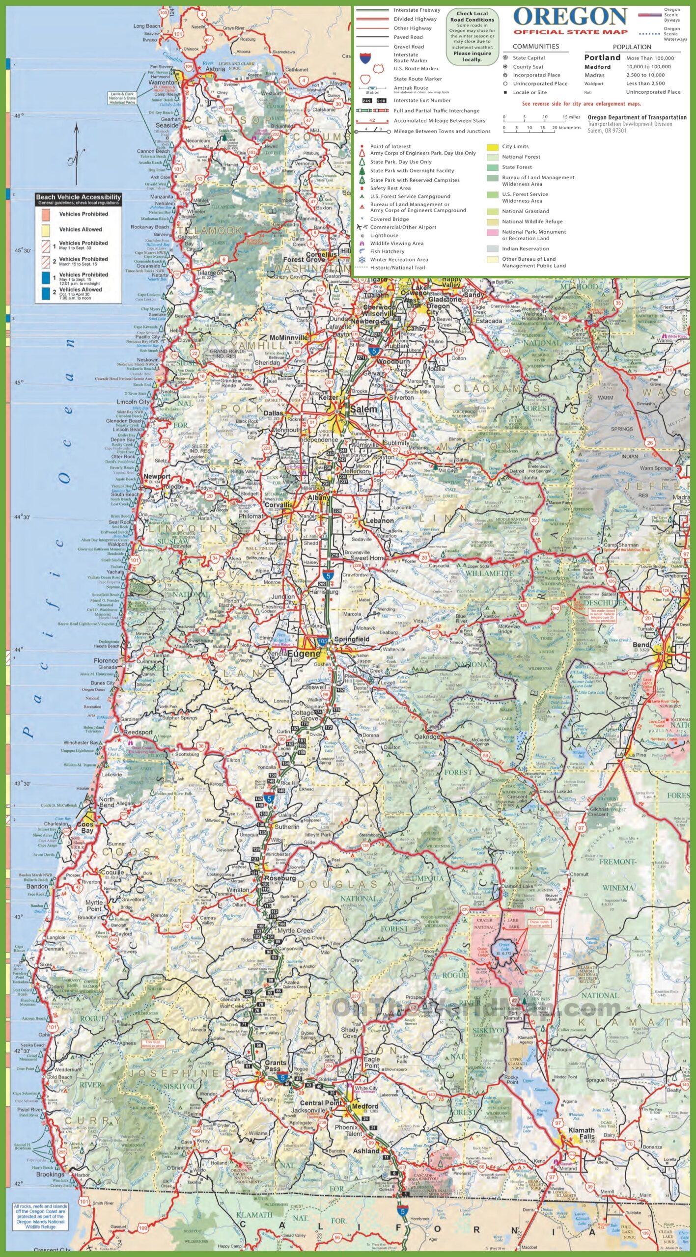 Oregon Coast Map Ontheworldmap