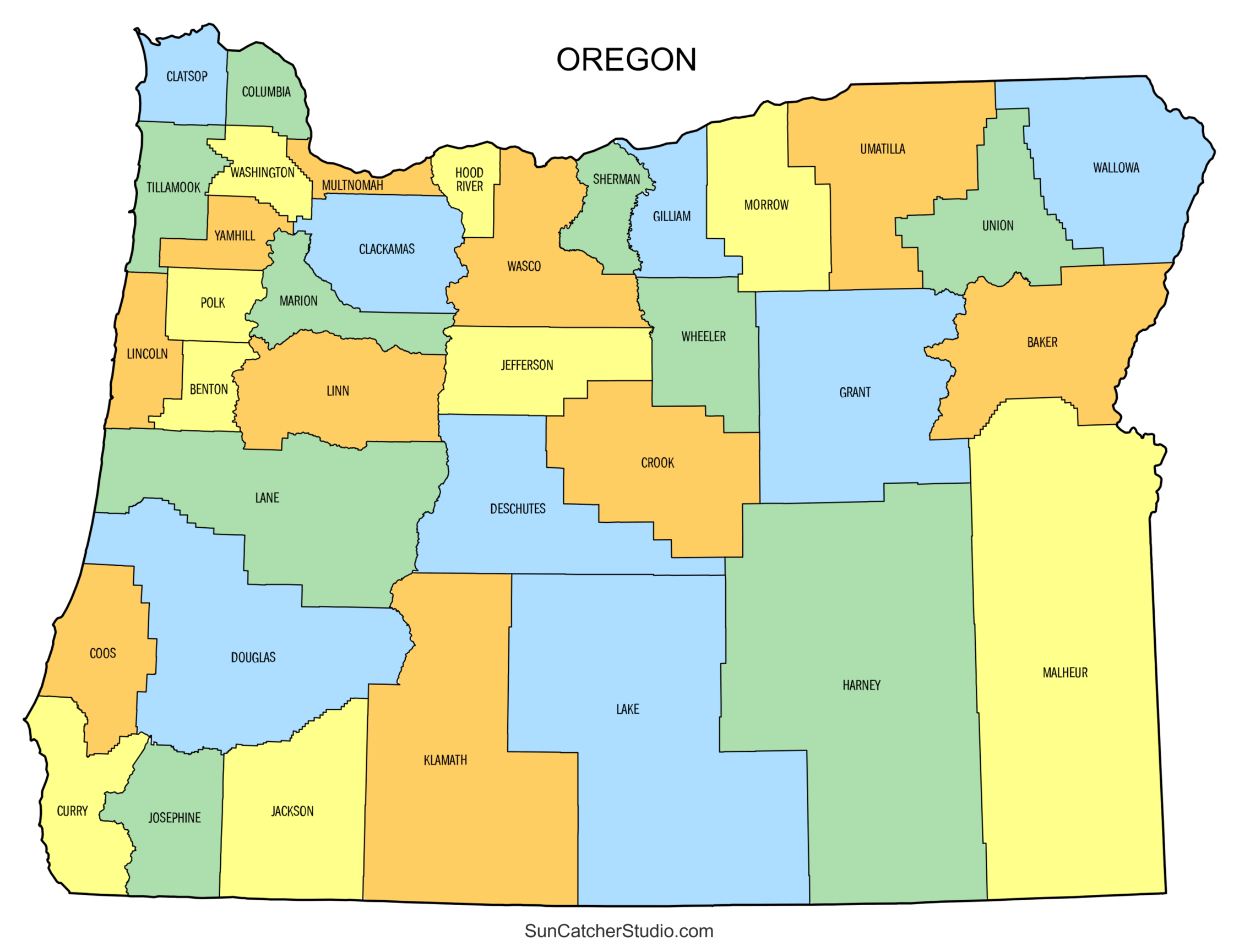 Printable Oregon County Map