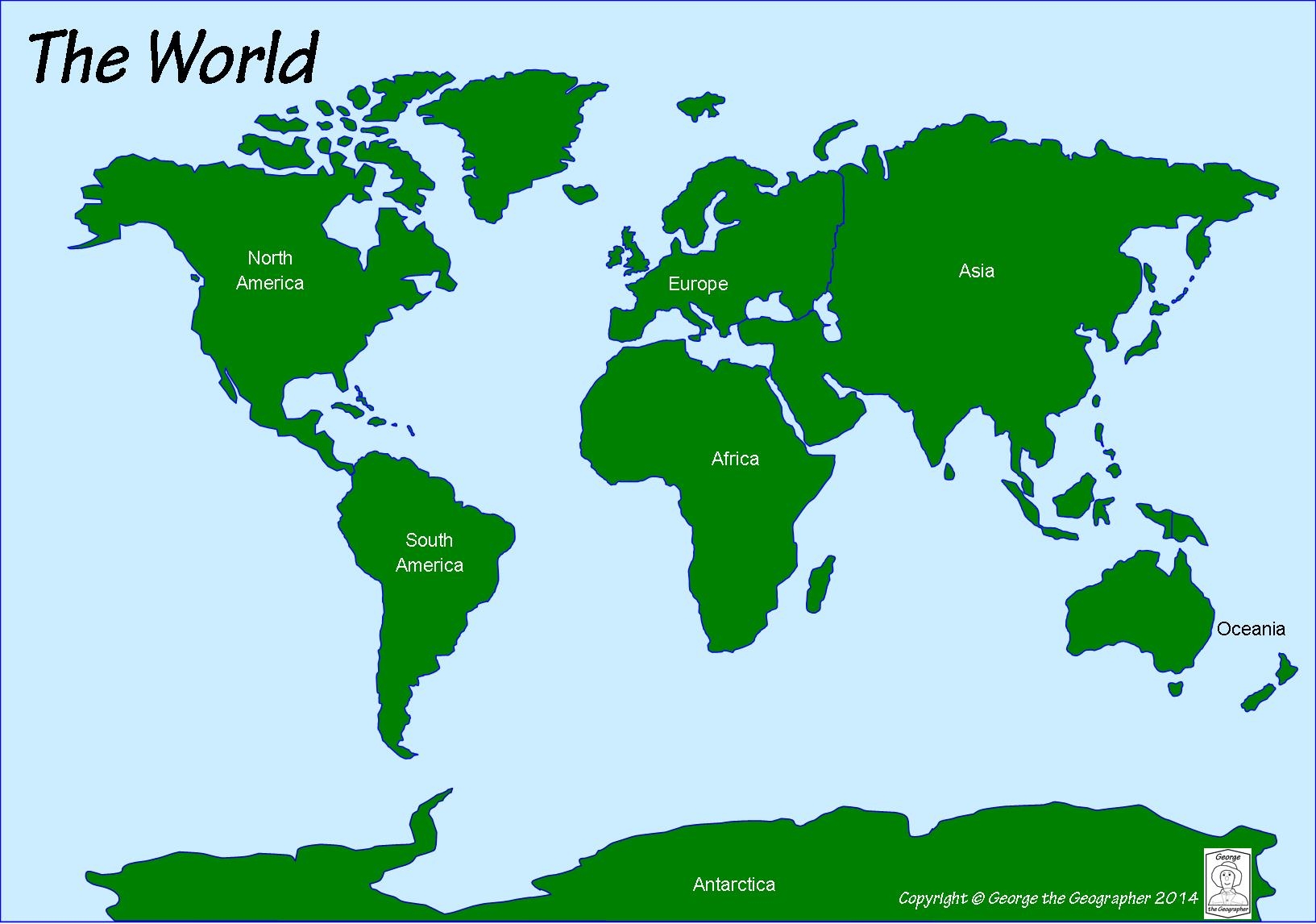 map of the world continents printable