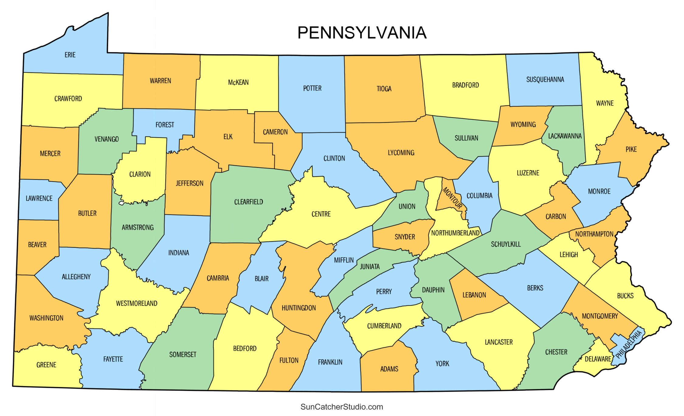 Pennsylvania County Map Printable State Map With County Lines Free Printables Monograms Design Tools Patterns DIY Projects