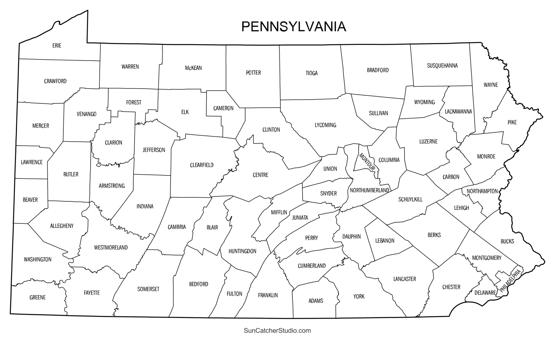Pennsylvania County Map Printable State Map With County Lines Free Printables Monograms Design Tools Patterns DIY Projects