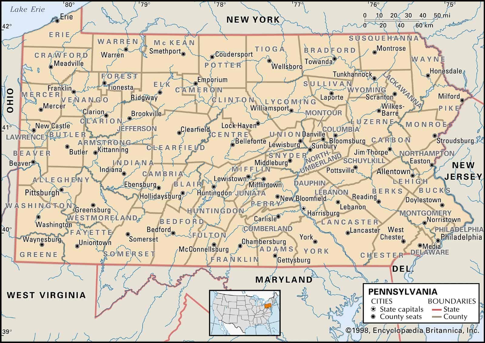 Pennsylvania County Maps Interactive History Complete List
