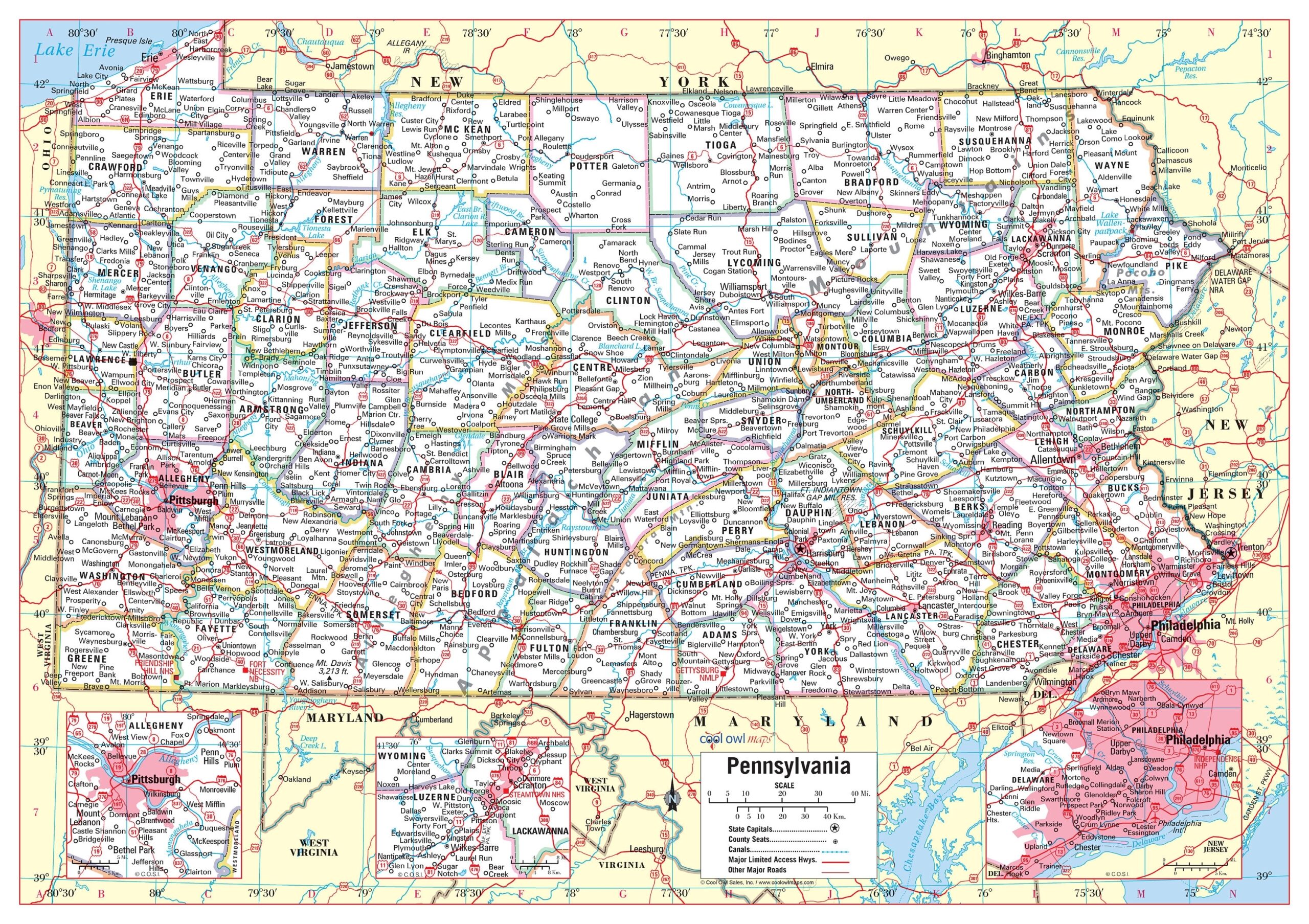 printable pennsylvania map