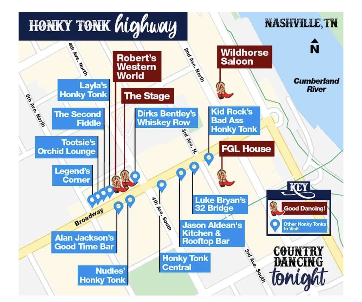 Pin By Vicky Garifalis On Travel Nashville Map Country Bar Nashville Tennessee Vacation