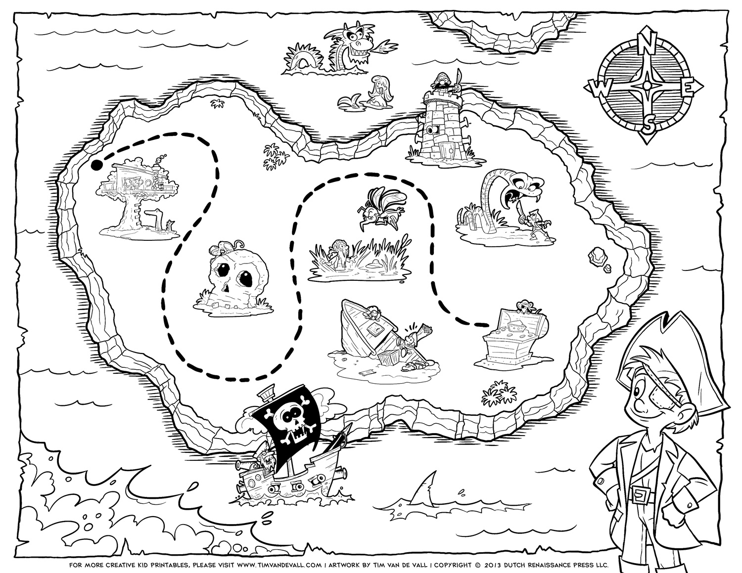 Pirate Treasure Map Coloring Page Tim s Printables Pirate Treasure Map Coloring Page Tim s Printables
